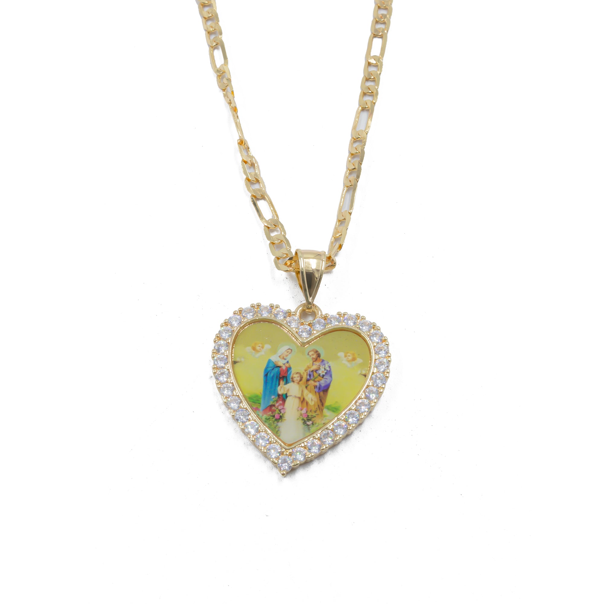 Collar con Dije Religioso Dorado M2 Oro Laminado