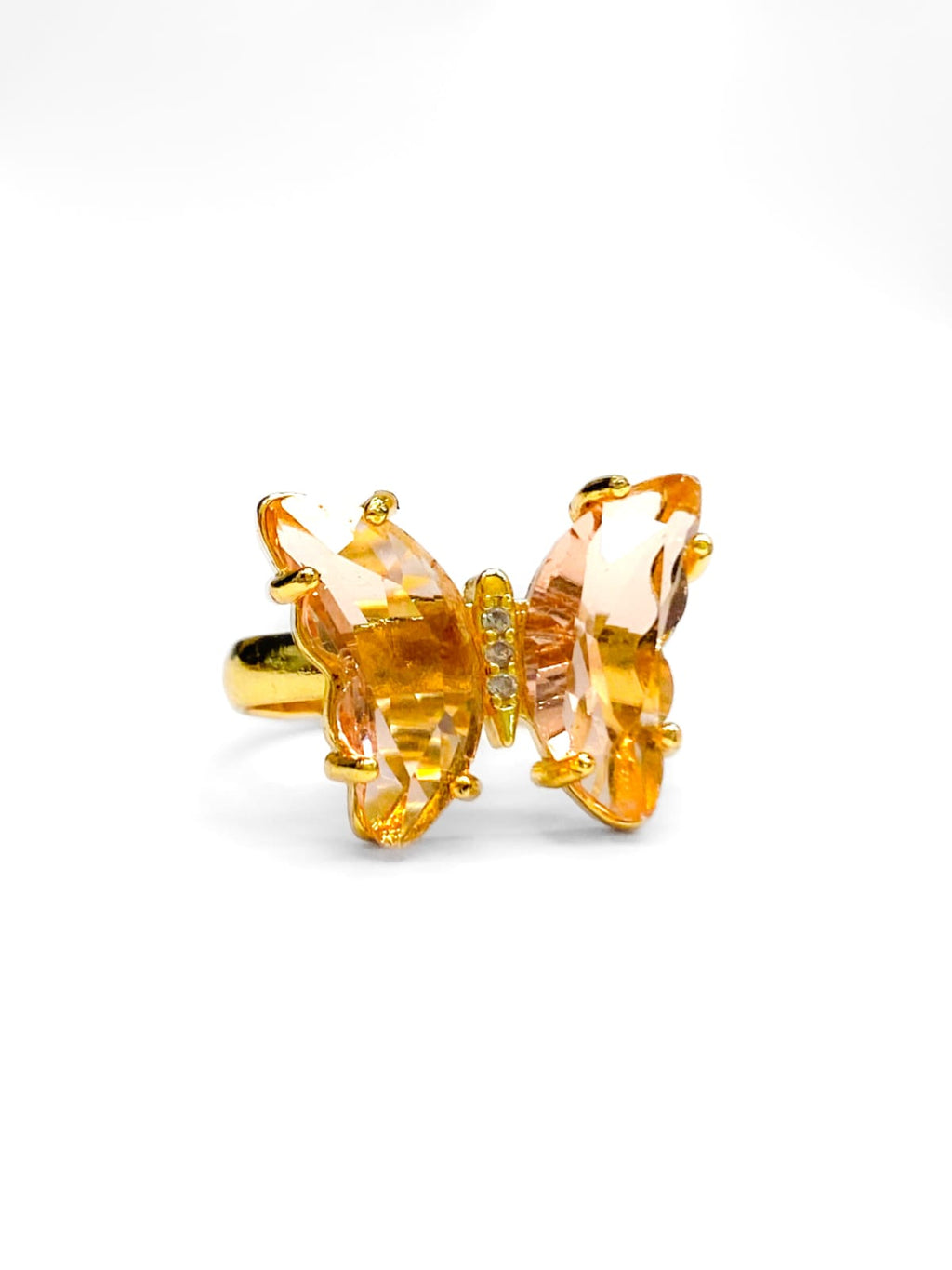 Anillo Mariposa Colores Ajustable M1 Oro Laminado