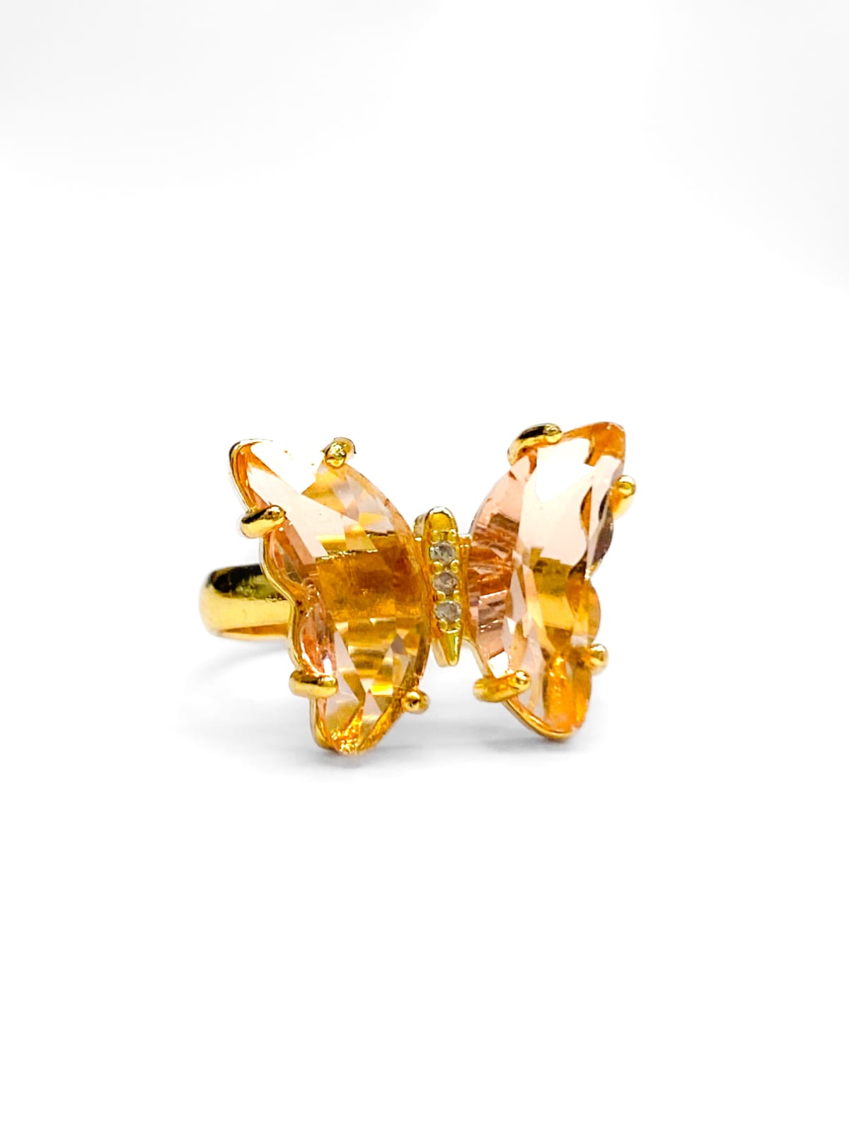 Anillo Mariposa Colores Ajustable M1 Oro Laminado