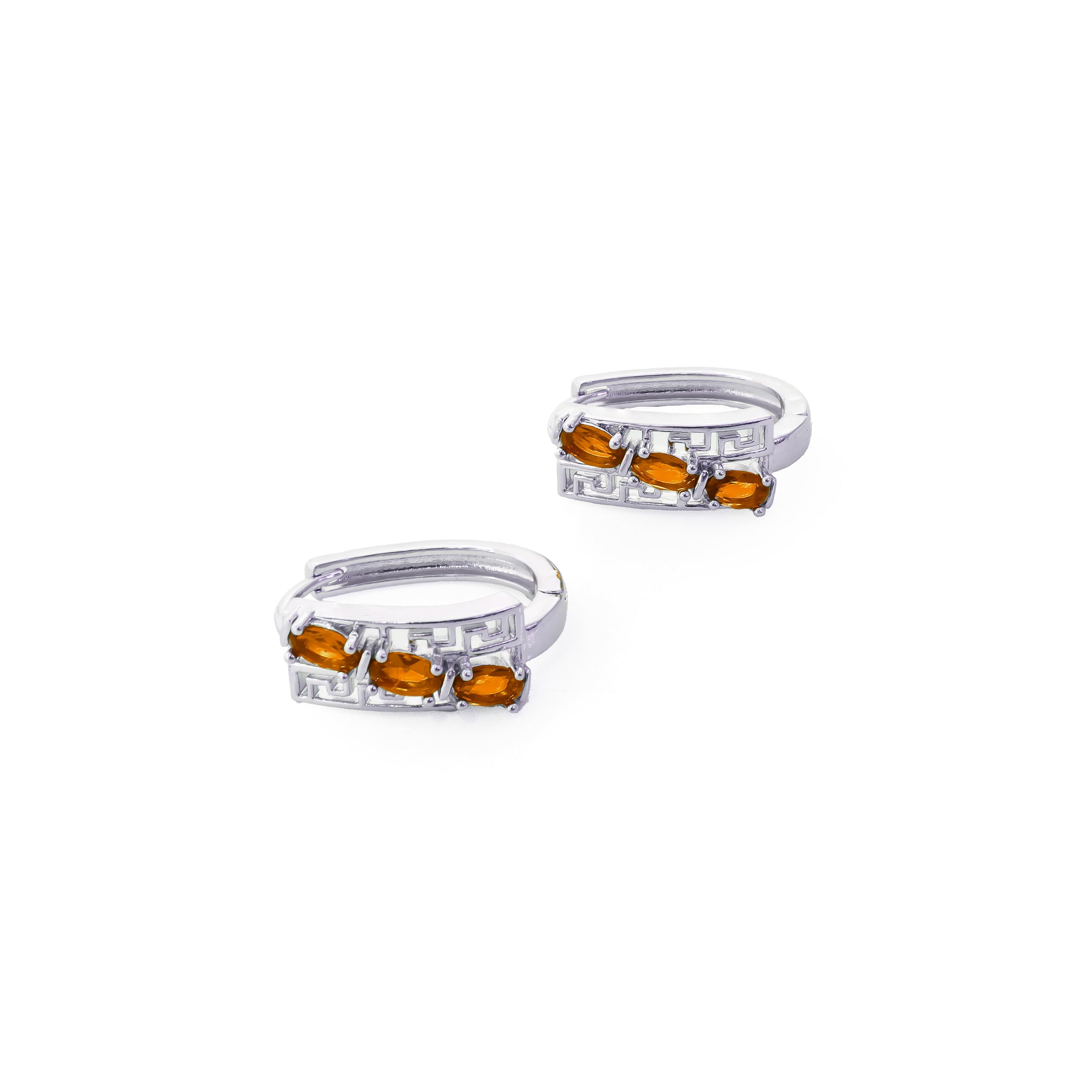 Aretes Plateados Huggies con Piedras Diferentes Colores M17 Oro Laminado