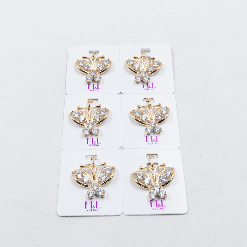 Paquete de 6 dijes con Piedras Oro Rosado  M4 Oro Laminado
