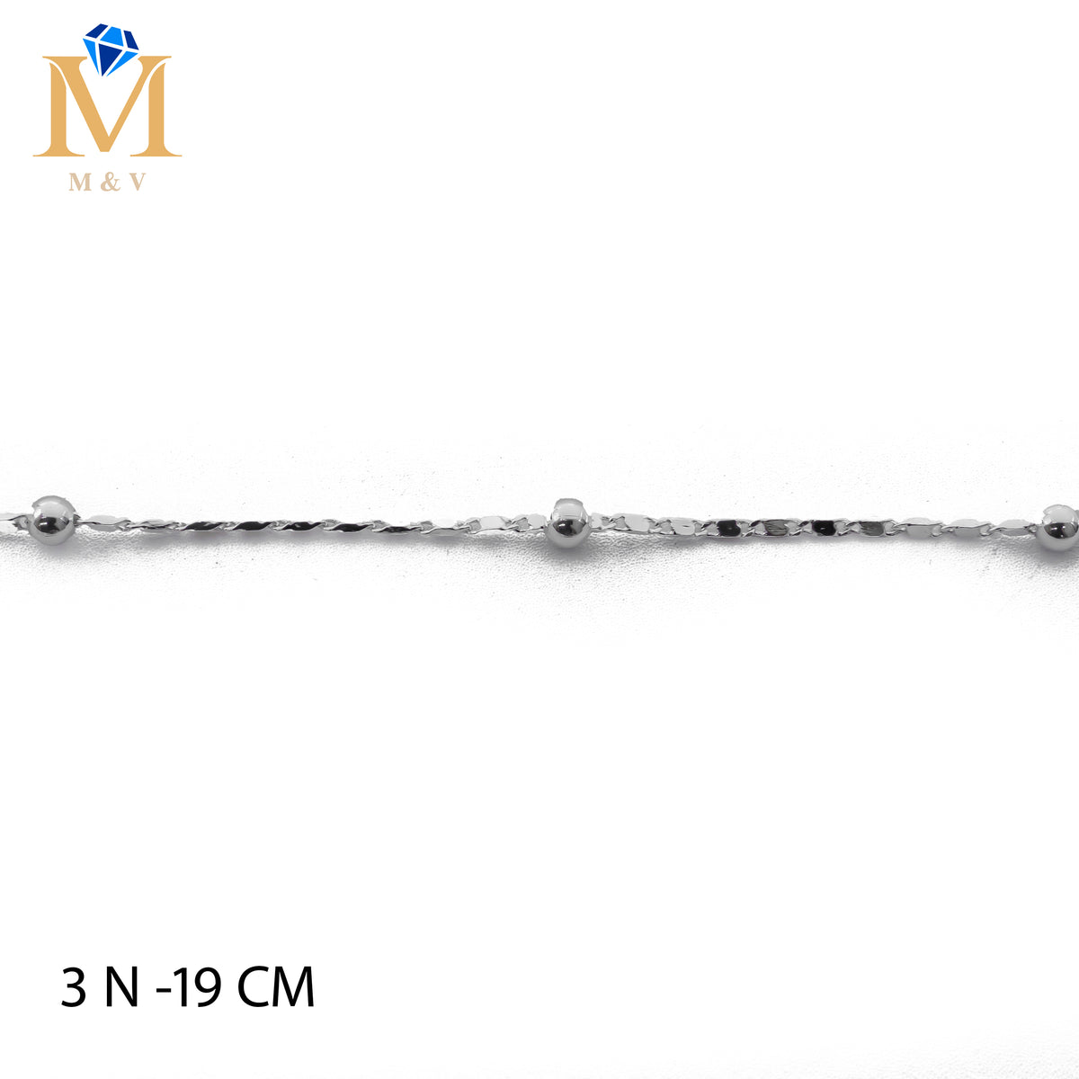 Pulseras Plateadas de 19 cm M1 Oro Laminado