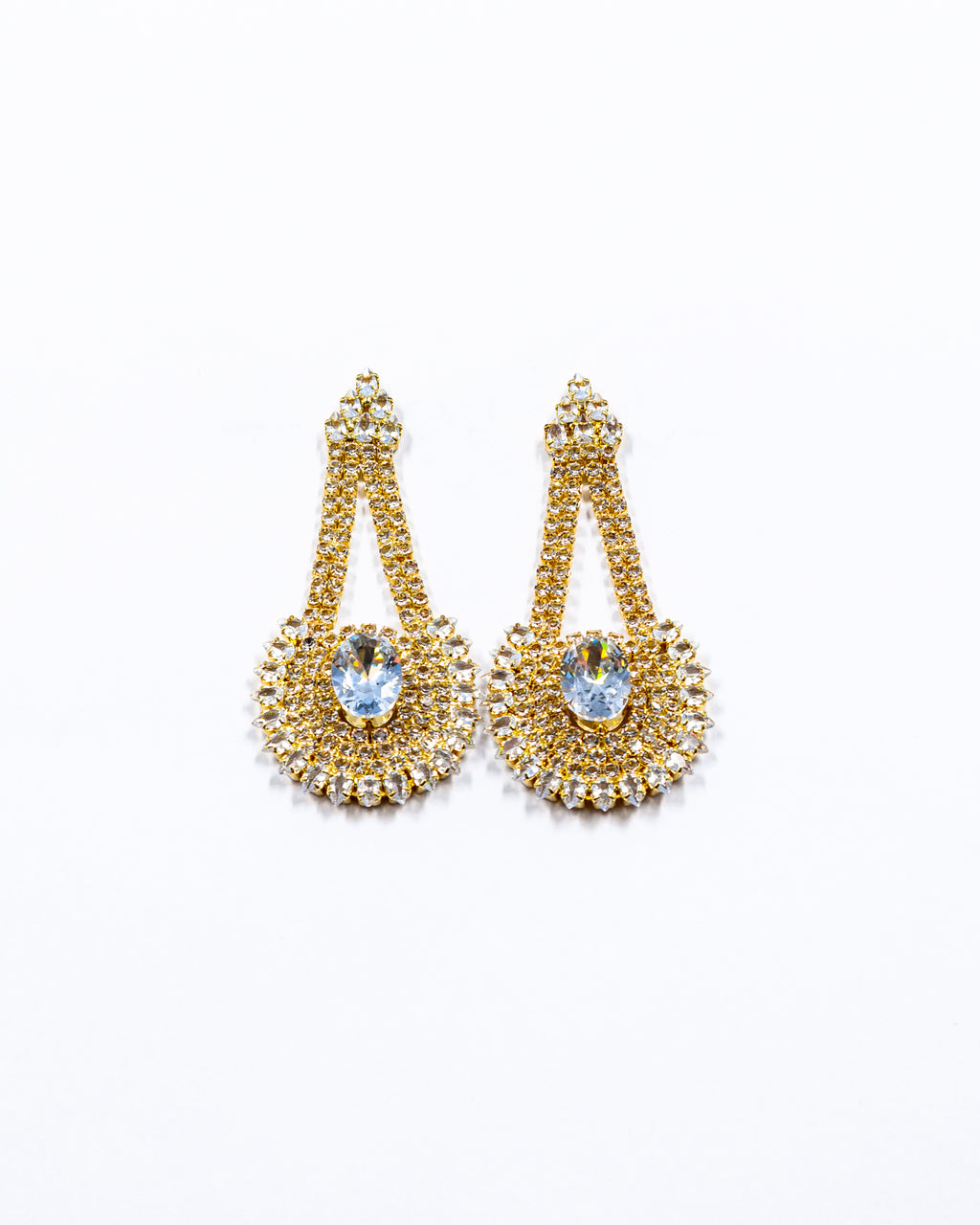 Aretes Largos de piedras - M4 Oro Laminado