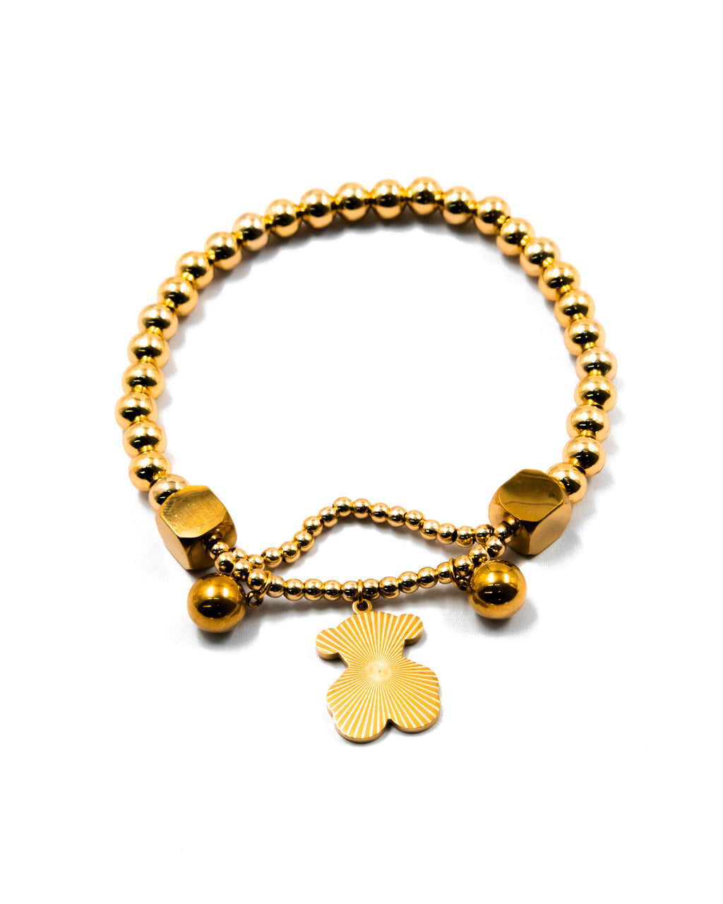 Pulsera de cuentas con dije de Oso - M2 Oro Laminado