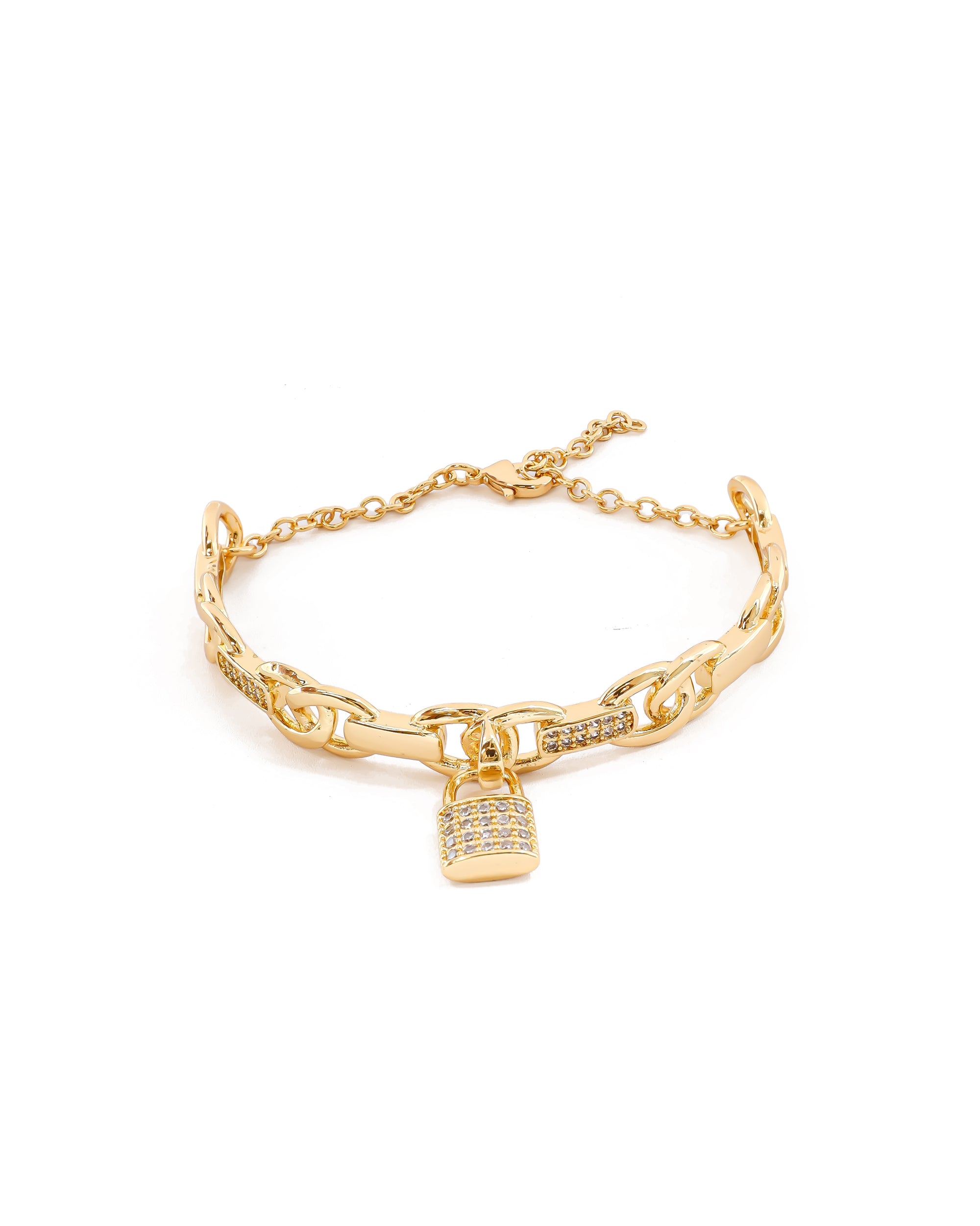 Brazalete Dorado con Piedras M6 Oro Laminado
