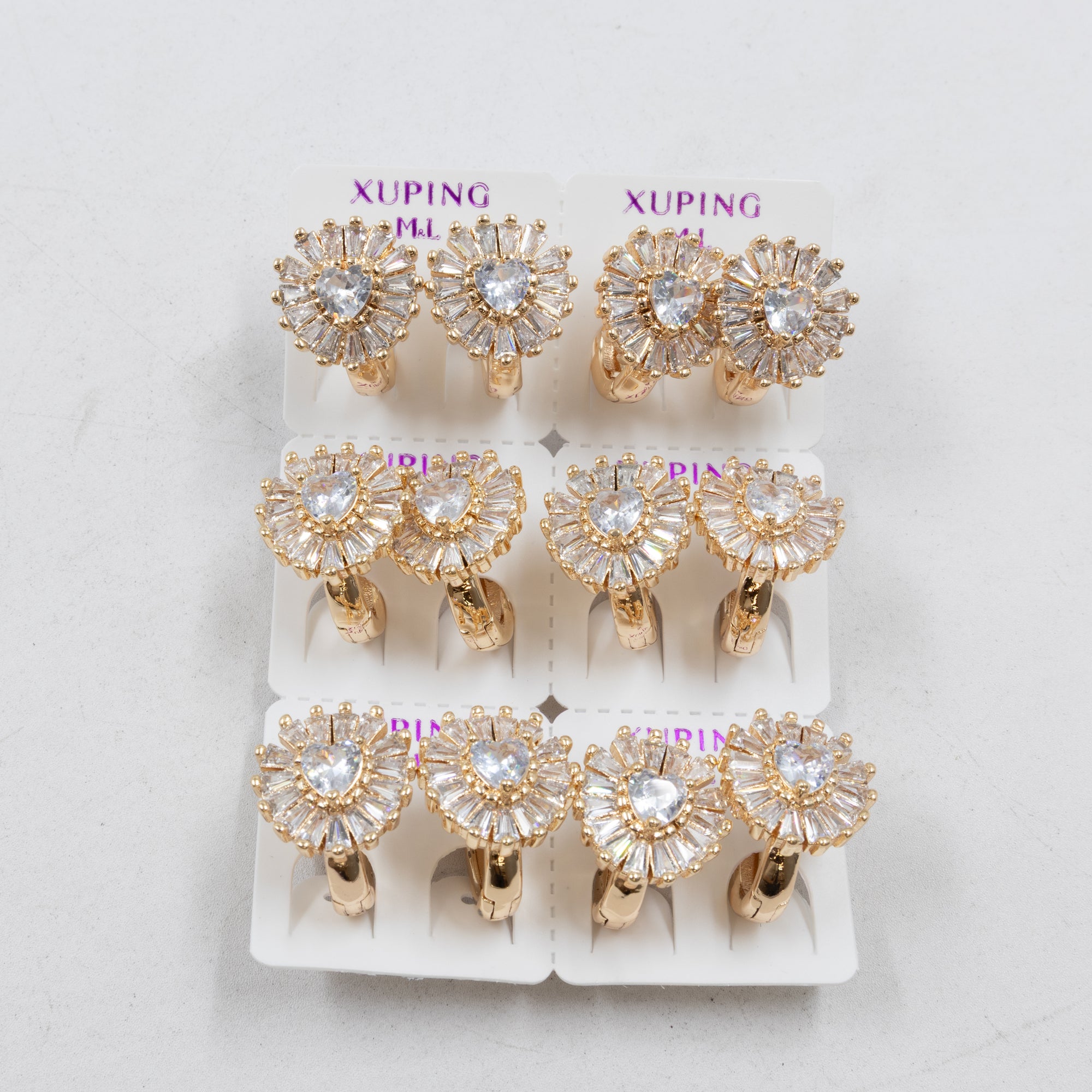 Paquete de 6 pares de Aretes Xuping Dorado M2 Oro Laminado