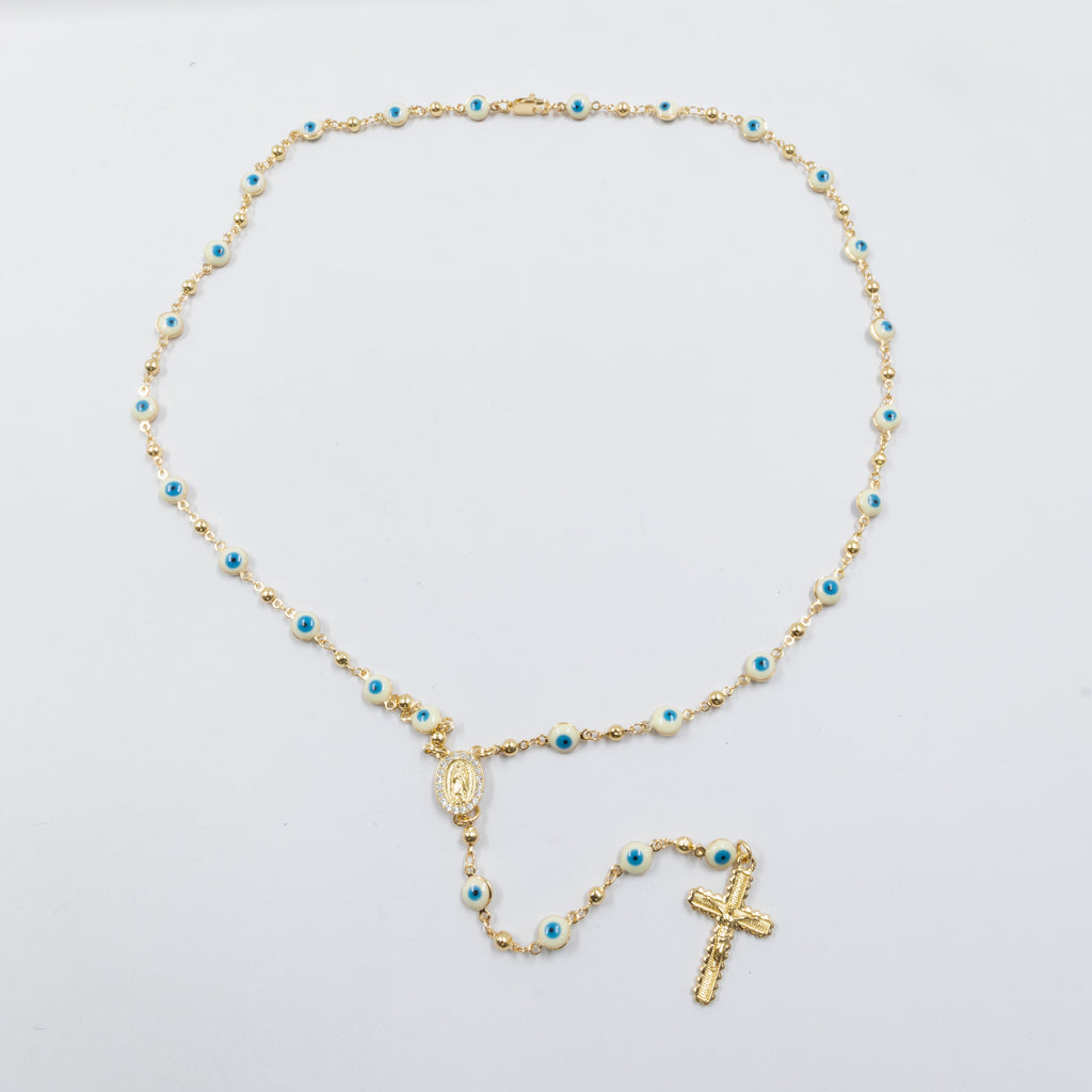 Rosario Dorado de Ojo Turco M1 Oro Laminado