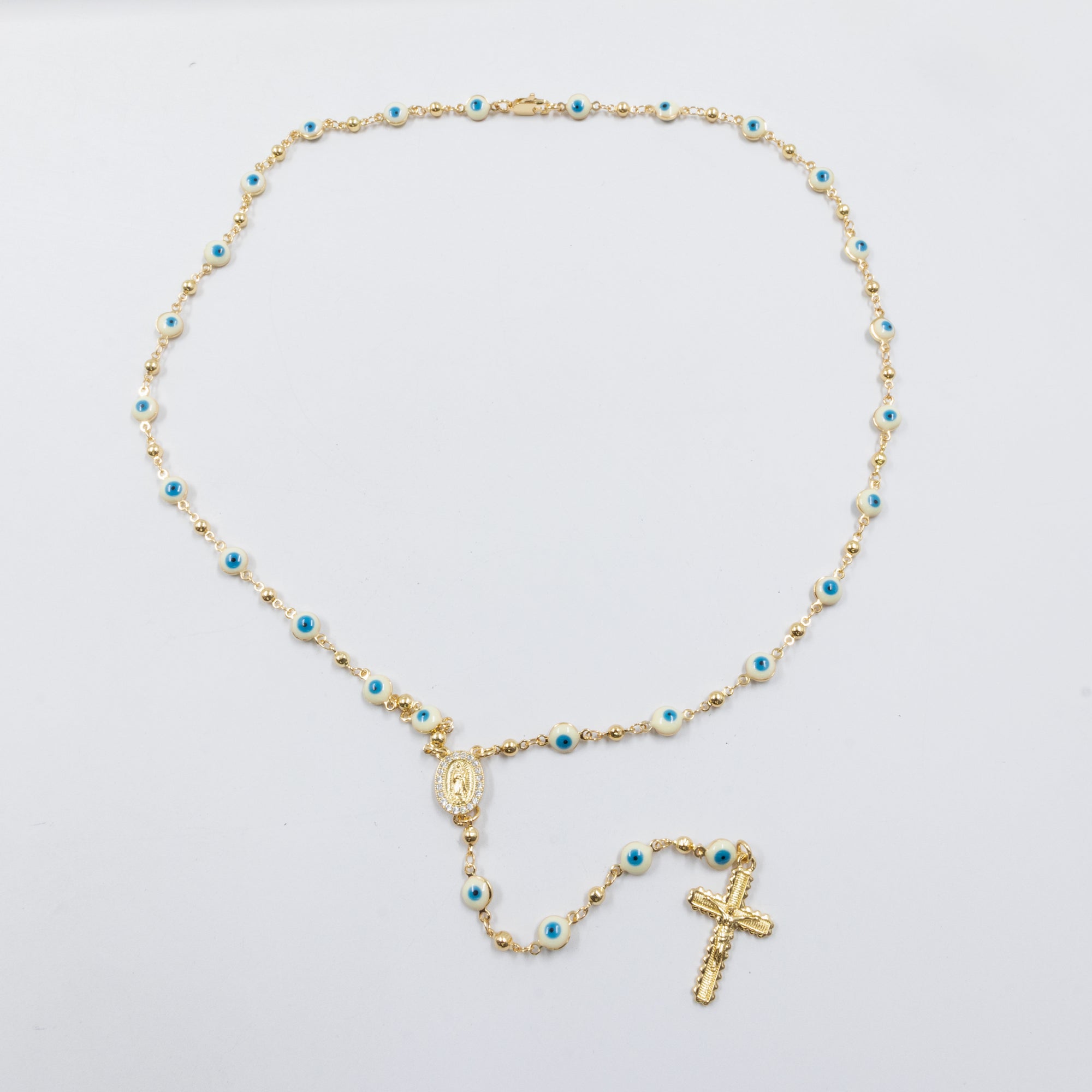 Rosario Dorado de Ojo Turco M1 Oro Laminado