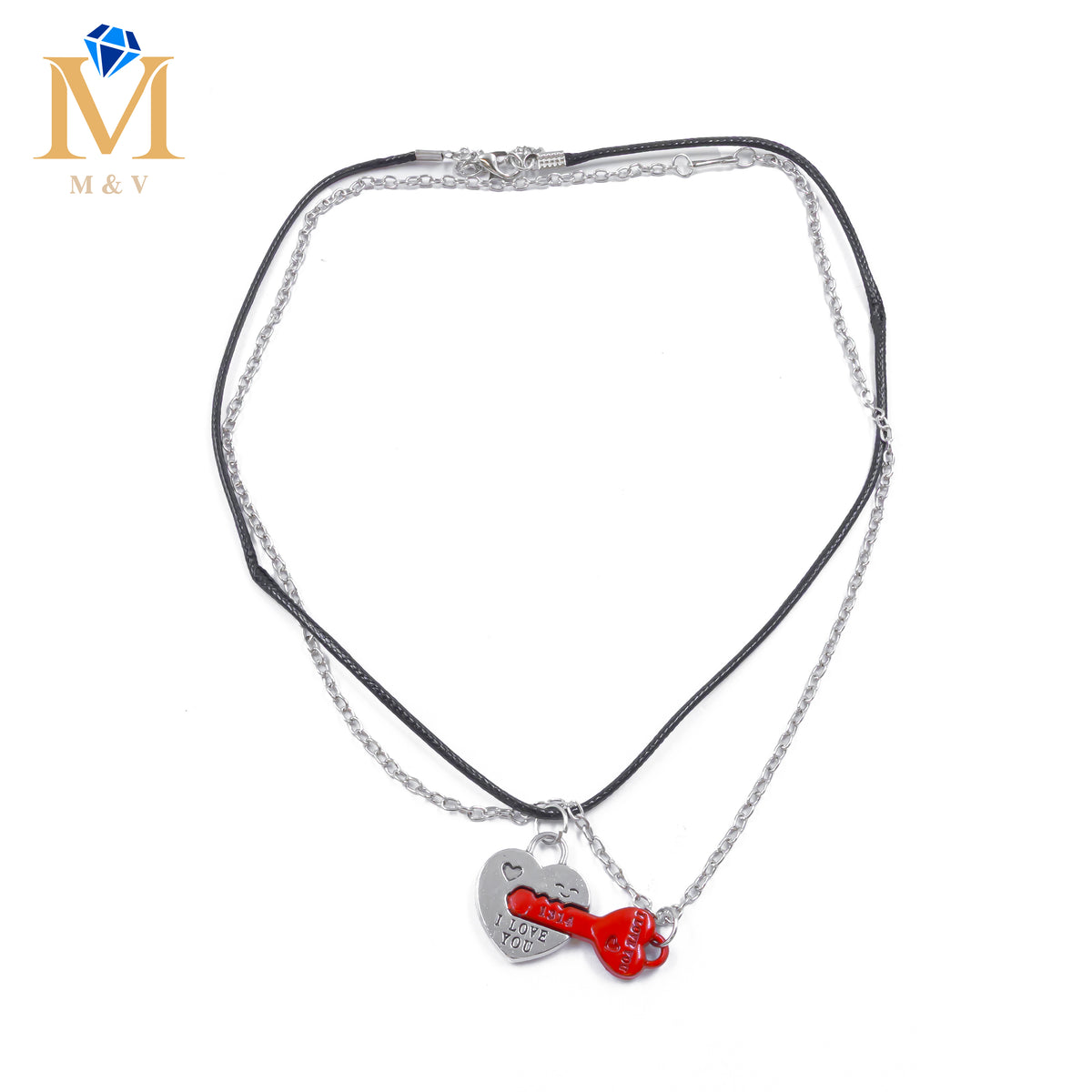 Collares en Pareja de corazón y llave M6 Acero Inoxidable