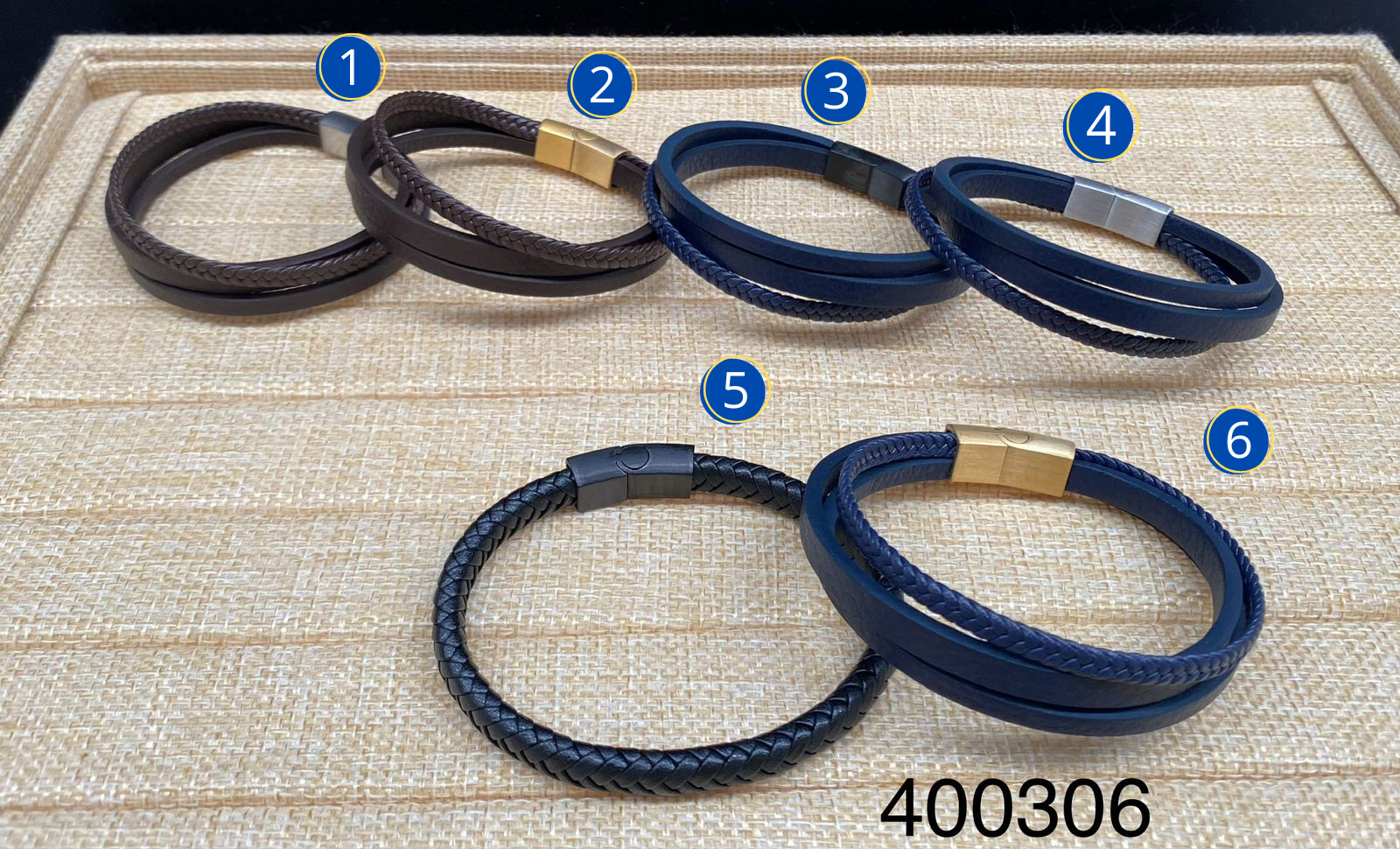 Pulsera de cuero M1 Oro Laminado