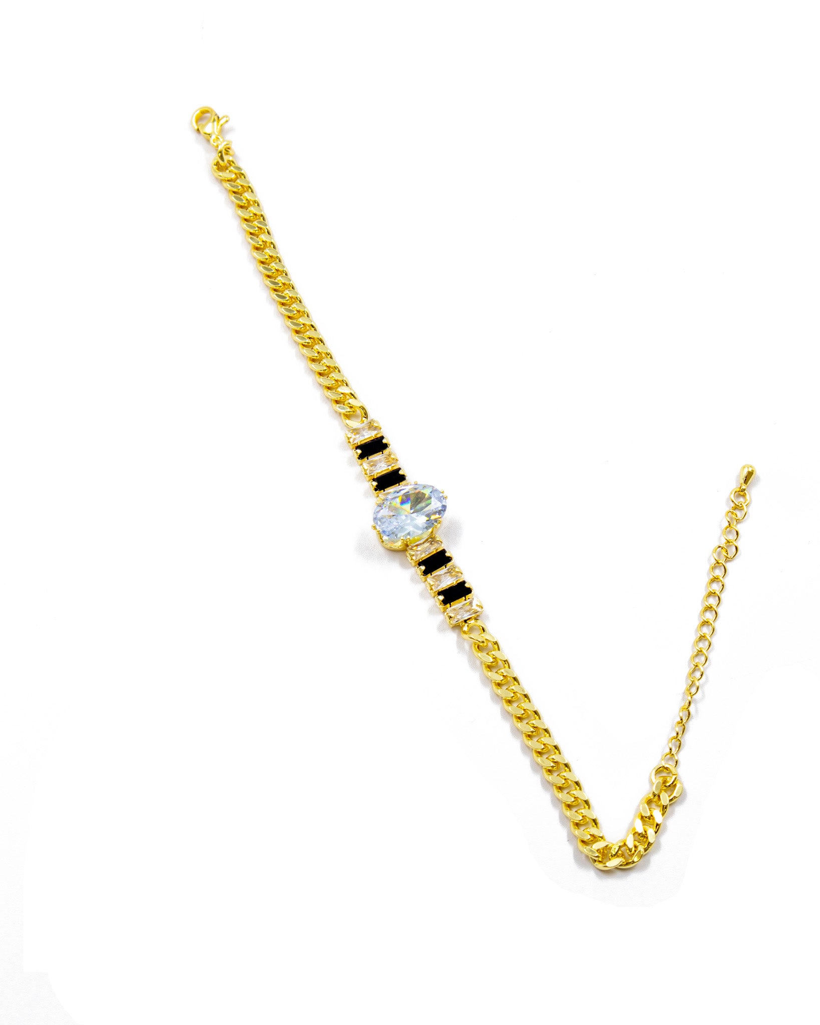 Pulsera de piedras con dije de piedra central - M3 Oro Laminado