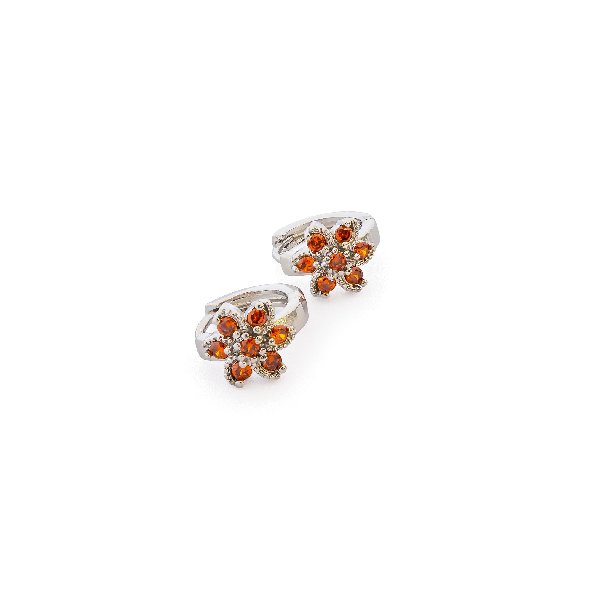 Aretes Plateados Huggies con Piedras Diferentes Colores M15 Oro Laminado