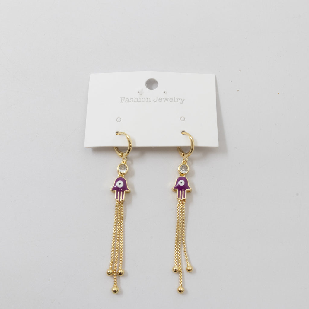 Aretes Dorados Largos de Ojo Turco M1 Oro Laminado