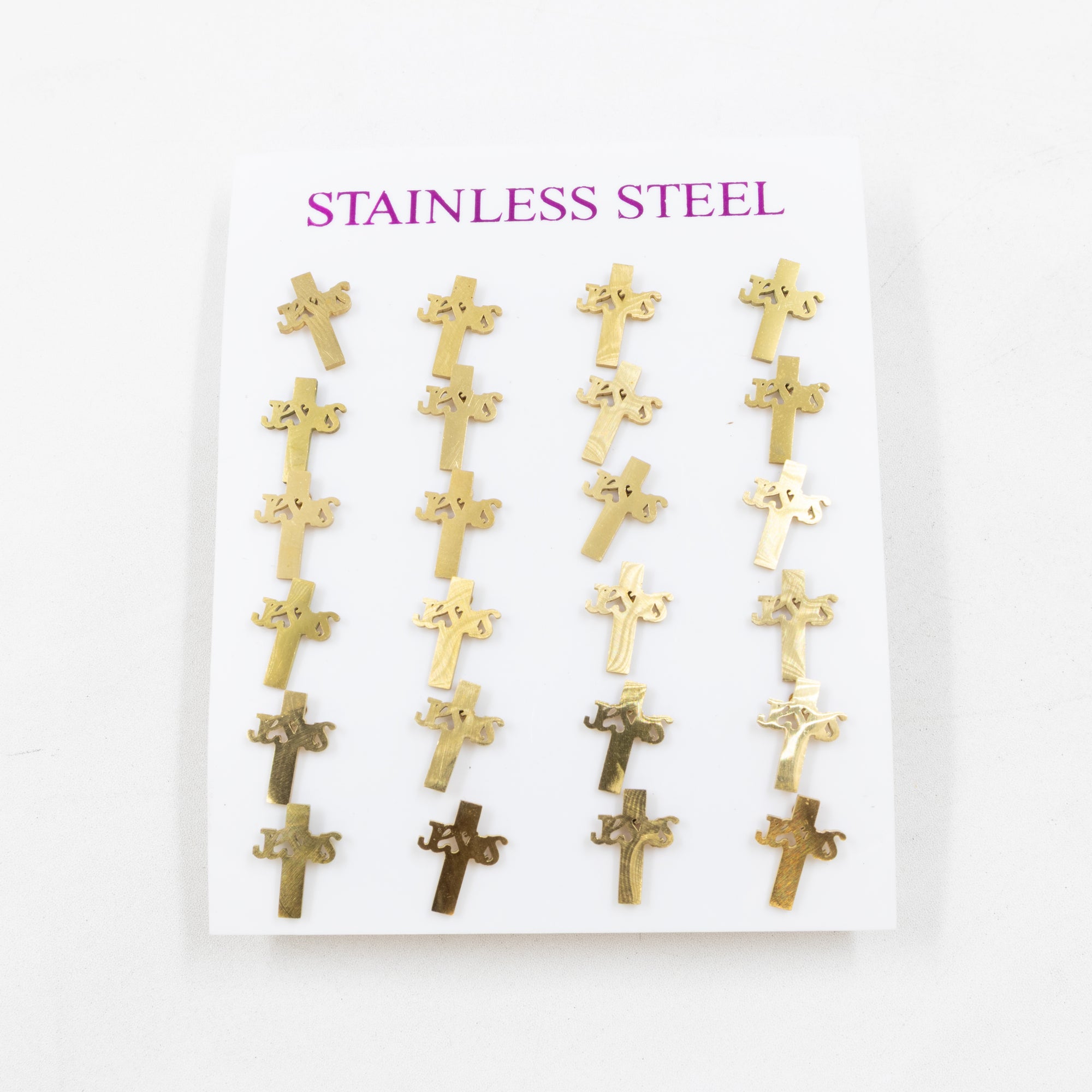 Paquete de 12 Pares de Aretes Dorados M7 Acero Inoxidable