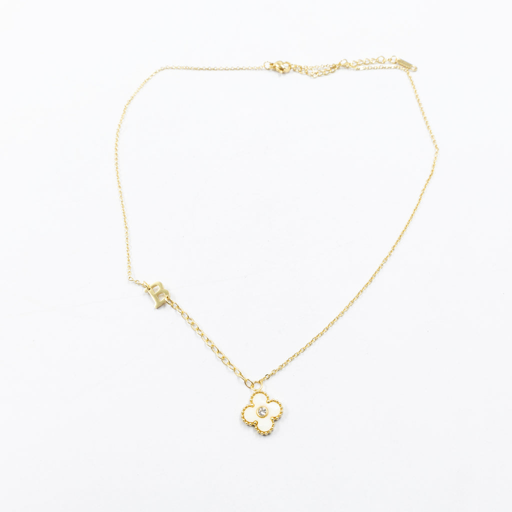 Collar de Dije de Trebol y letra A, B, C M1 Oro Lamnado