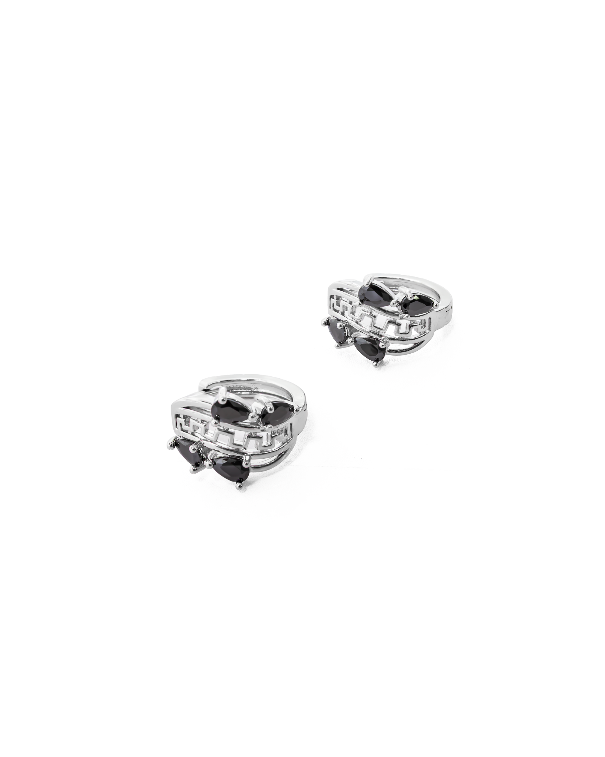 Aretes Plateados Huggies con Piedras Diferentes Colores M13 Oro Laminado
