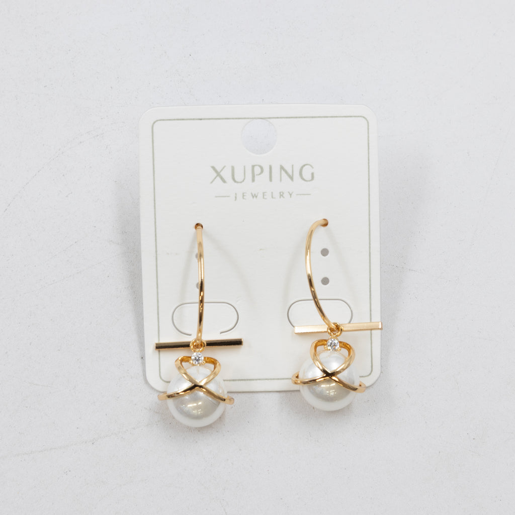 Aretes Dorados con Piedras Xuping M2 Oro Laminado