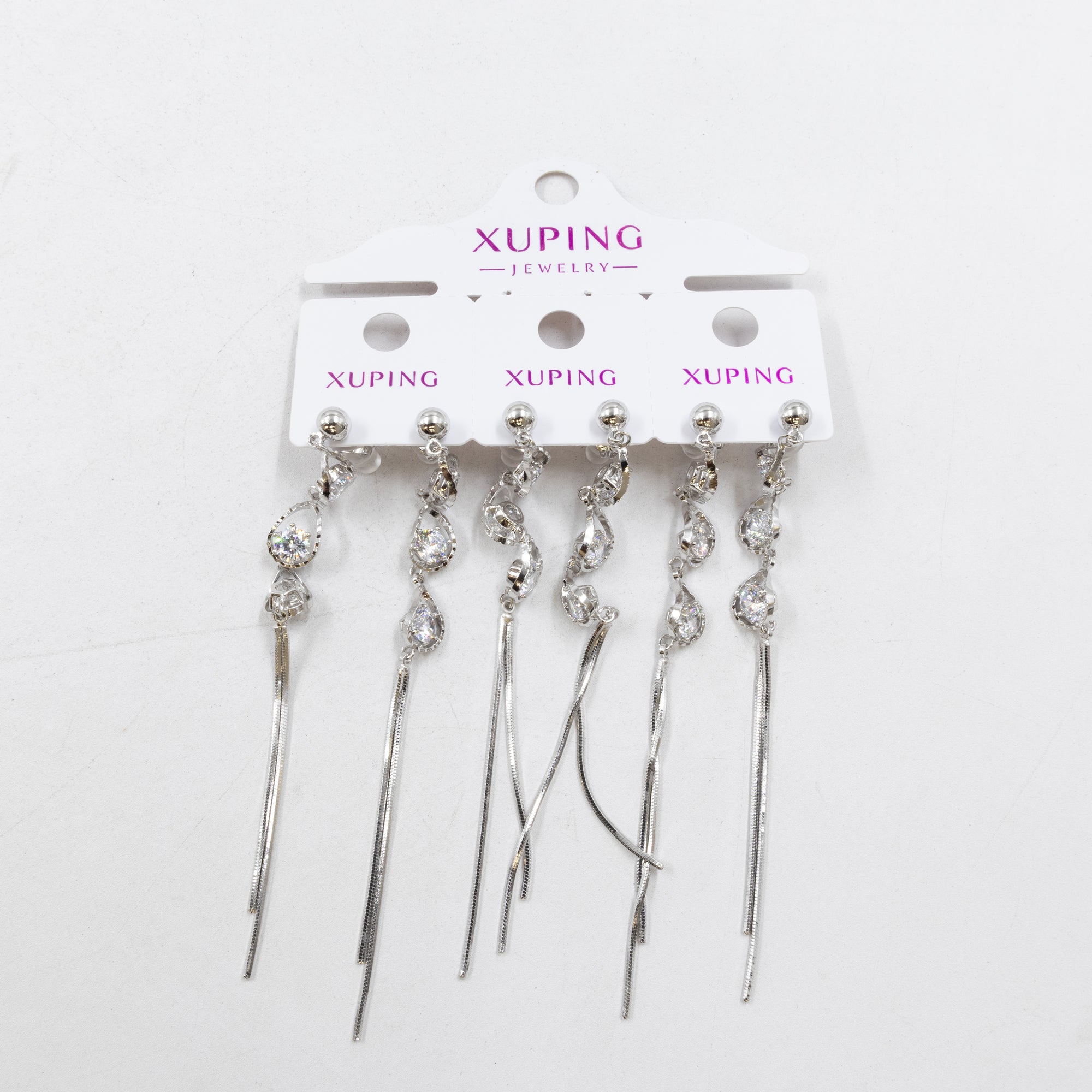 Paquete de tres pares de Aretes Plateados Xuping con piedras M3 Oro Laminado