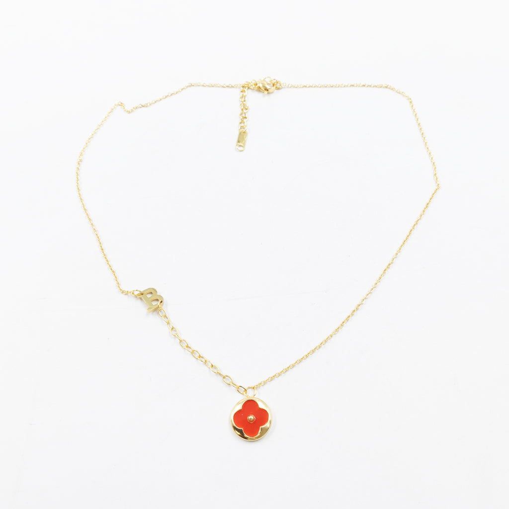 Collares Dorados con dijes de letra A,B,C y dije de Trebol M1 Oro Laminado