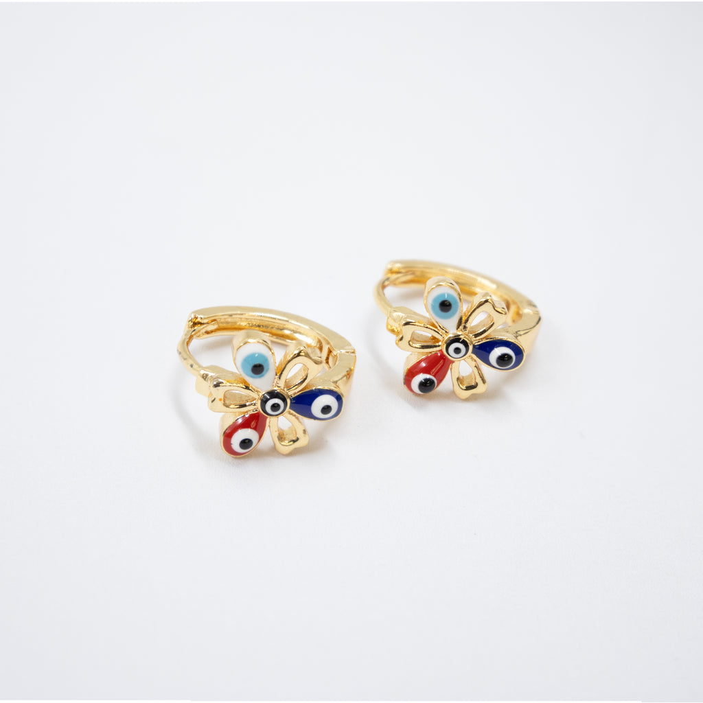 Arete Dorado de Ojo Turco con Piedras M5 Oro Laminado