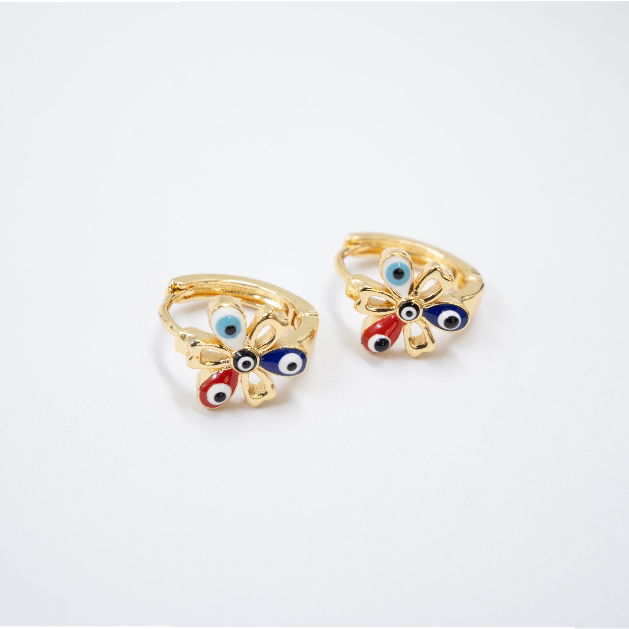 Arete Dorado de Ojo Turco con Piedras M5 Oro Laminado