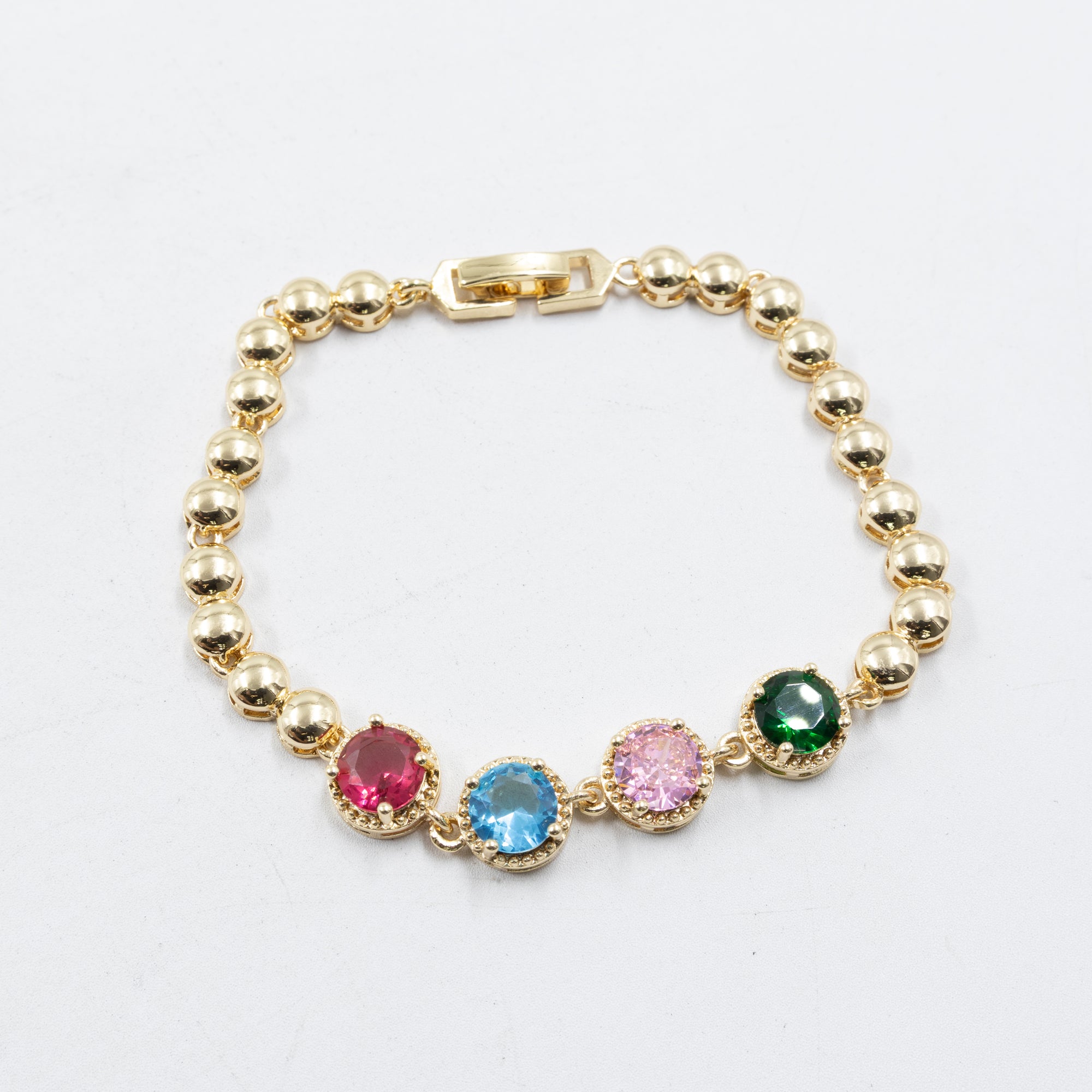 Pulseras Doradas con Piedras M4 Oro Laminado
