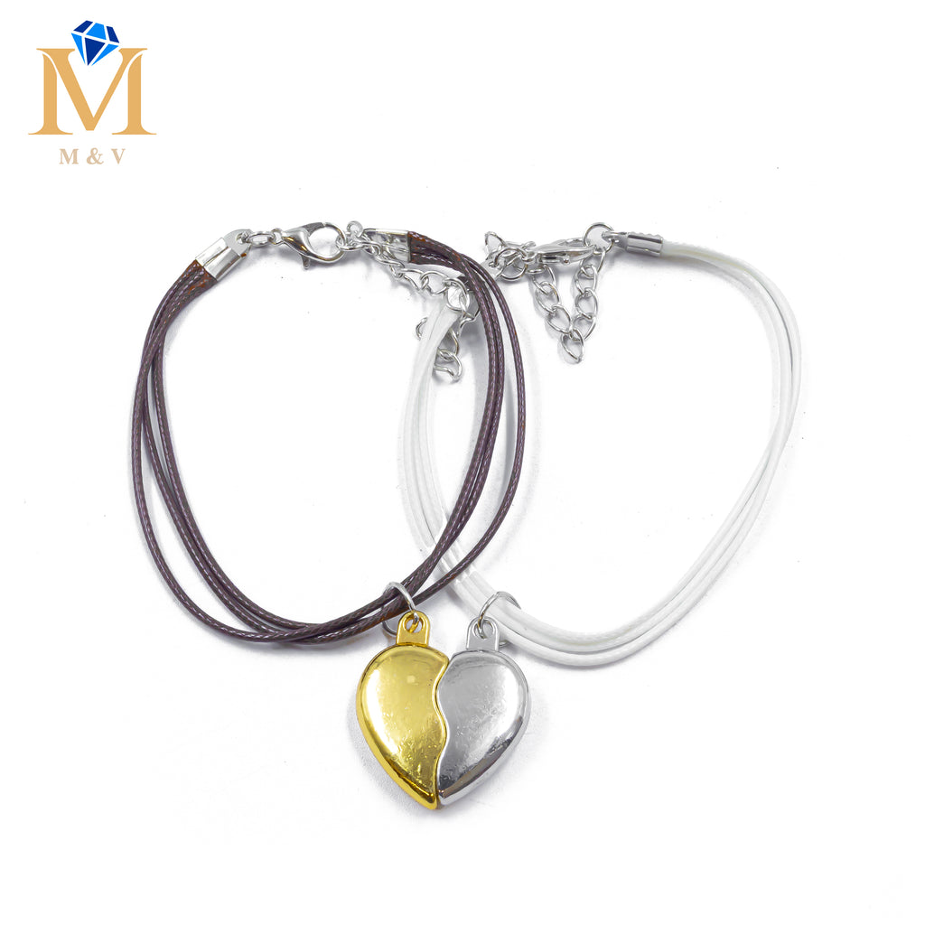 Pulseras de Corazón de Pareja con imán M3 Oro Laminado