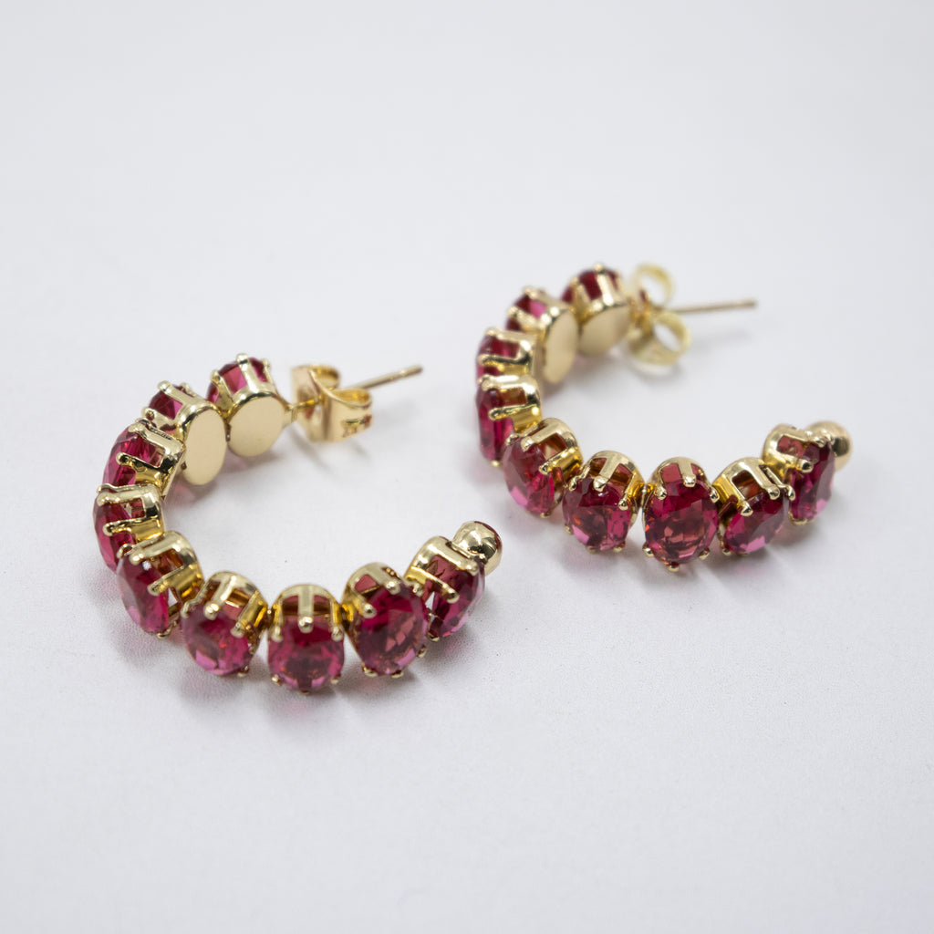Aretes Dorados con piedras de color M1 Oro Laminado