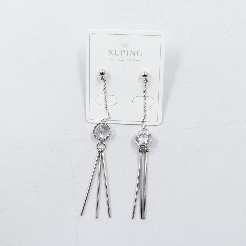 Aretes Plateados con Piedras Xuping M7 Oro Laminado