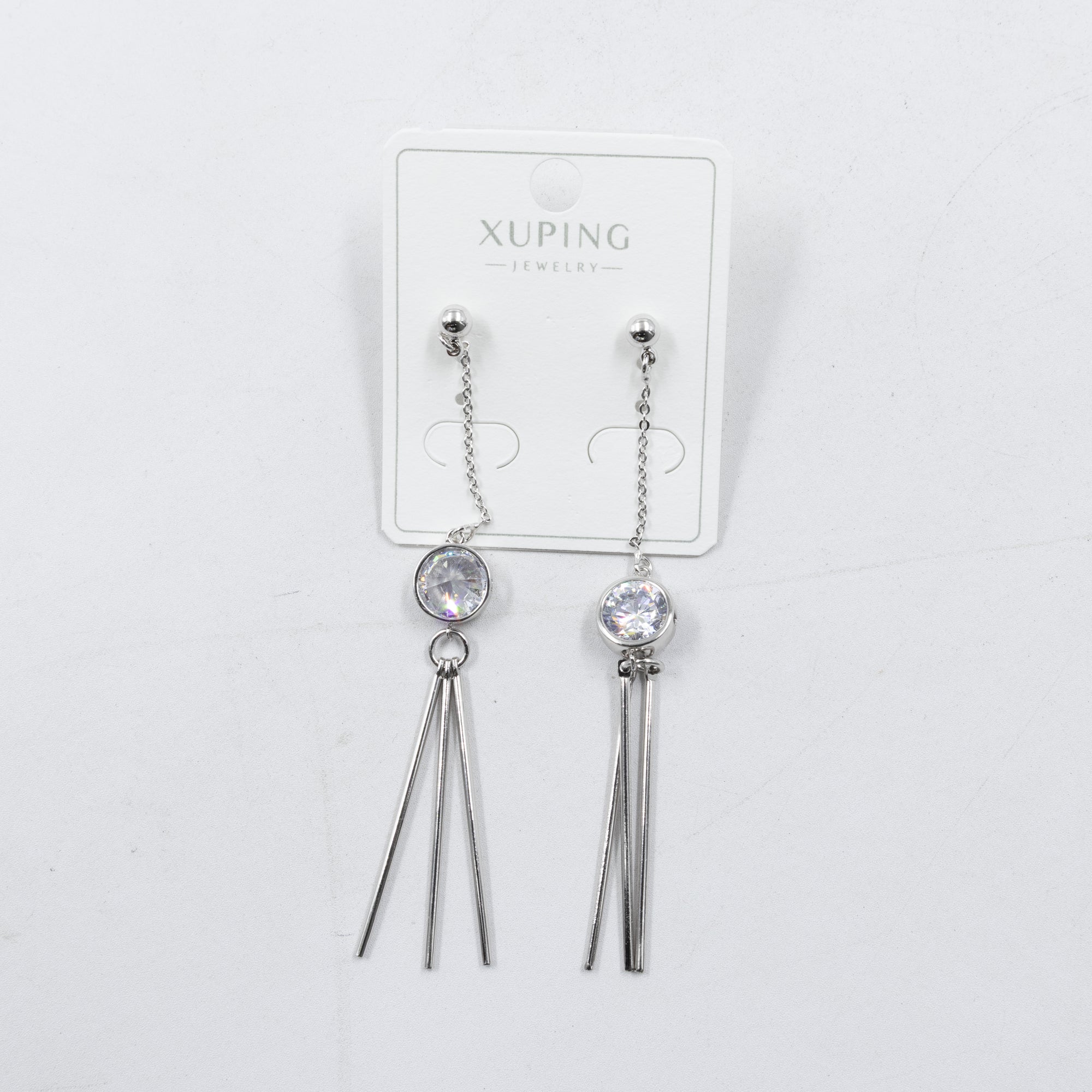 Aretes Plateados con Piedras Xuping M7 Oro Laminado