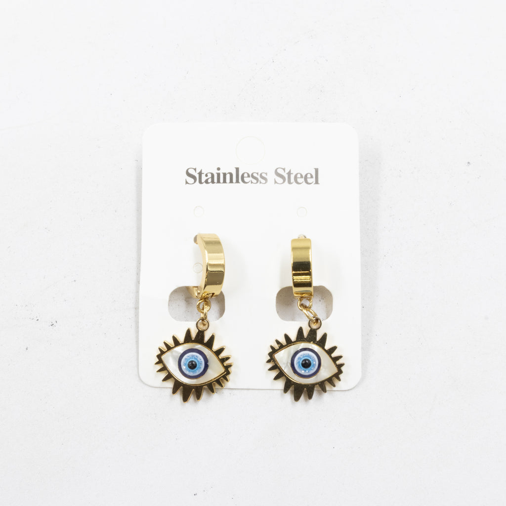 Aretes  Dorados de Ojo Turco M4 Oro Laminado