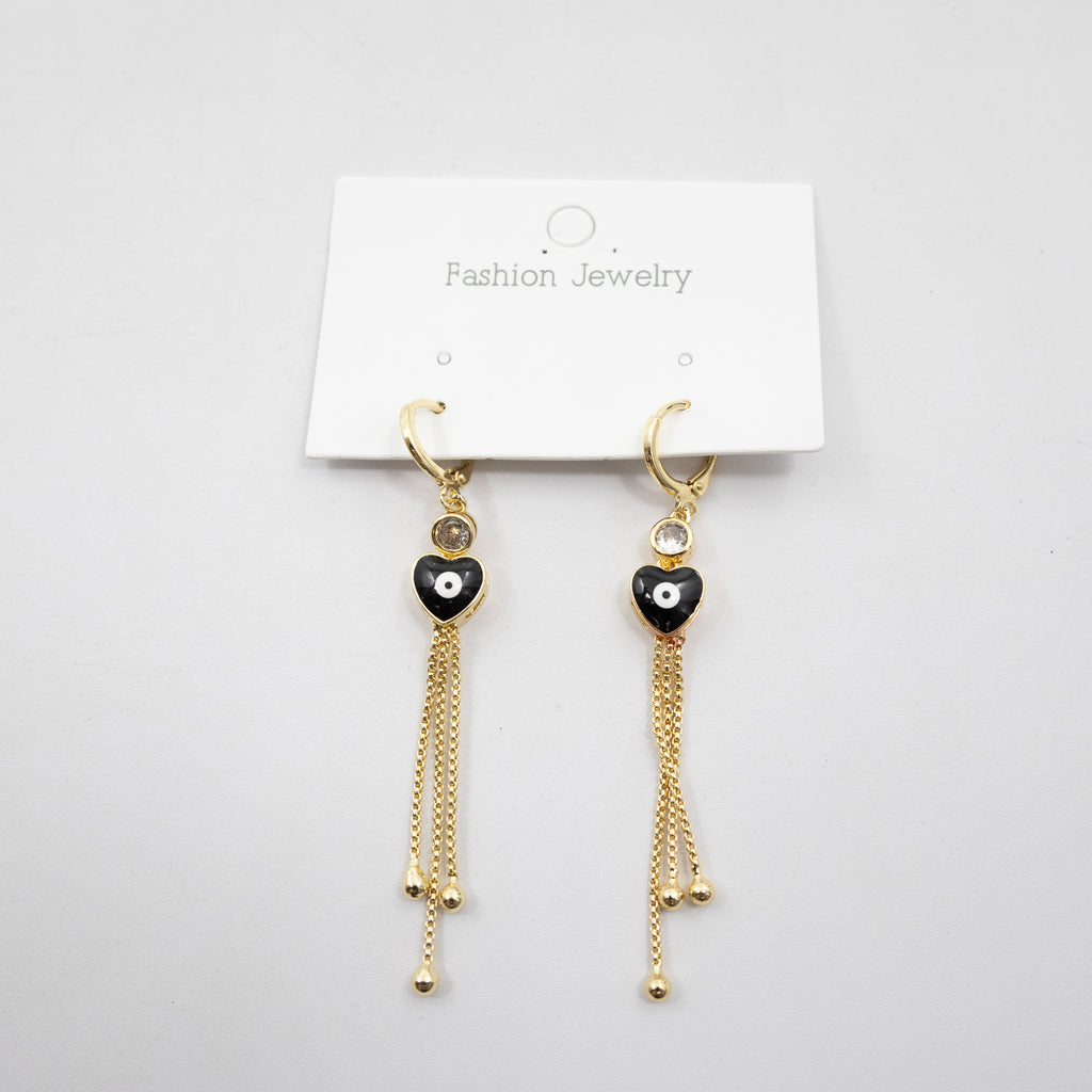Aretes Dorados Largos de Ojo Turco M2 Oro Laminado