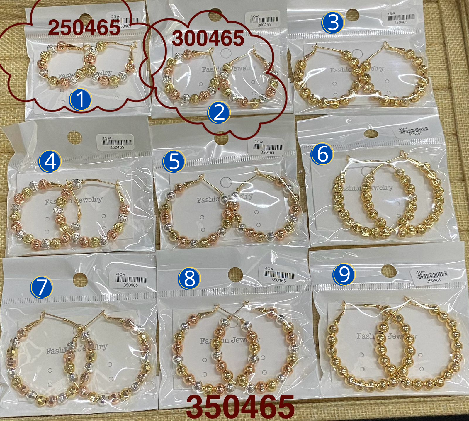 Aretes Dorados de tres colores Oro Laminado