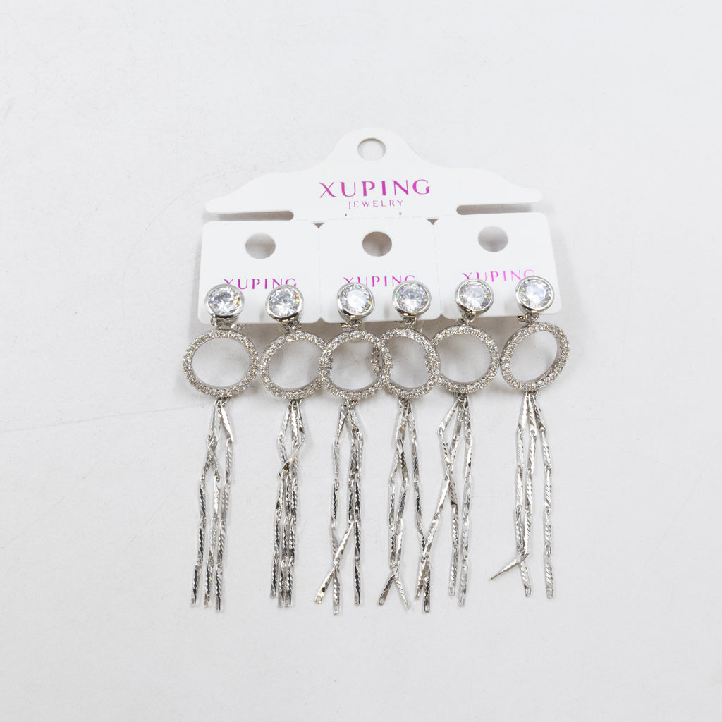 Paquete de tres pares de Aretes Plateados Xuping con piedras M3 Oro Laminado