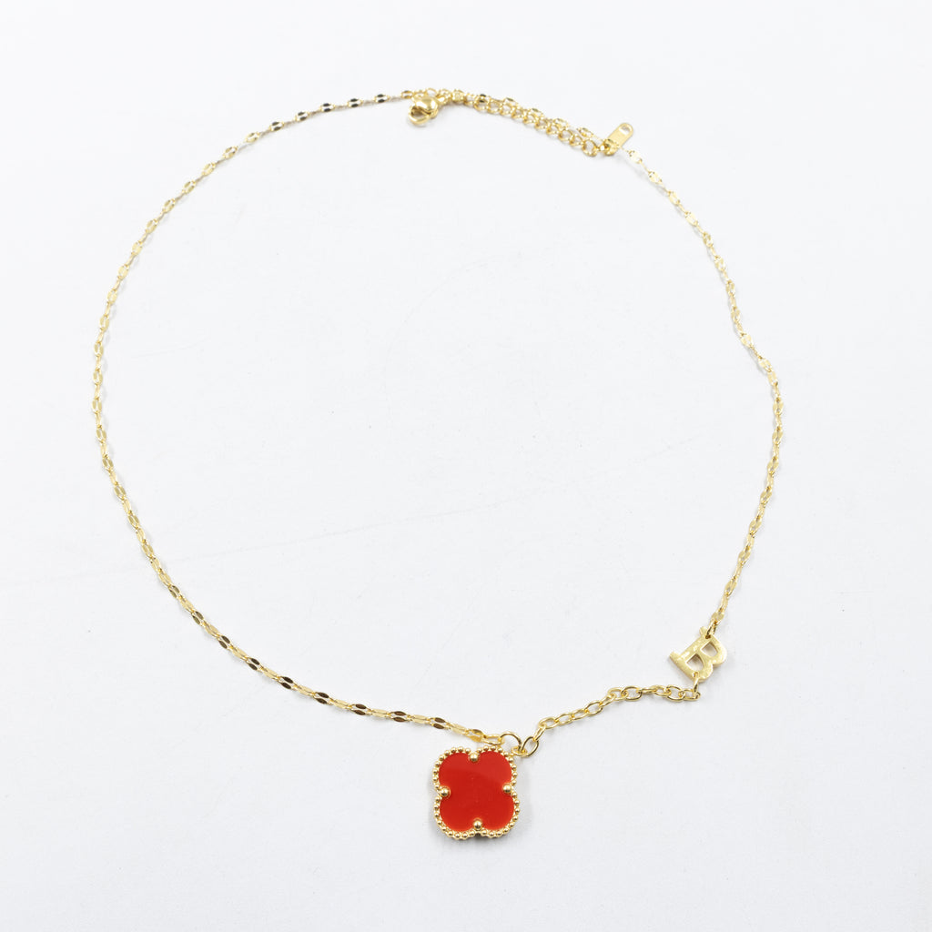 Collares Dorados con dijes de letra A, B, C y de Trebol M1 Oro Laminado