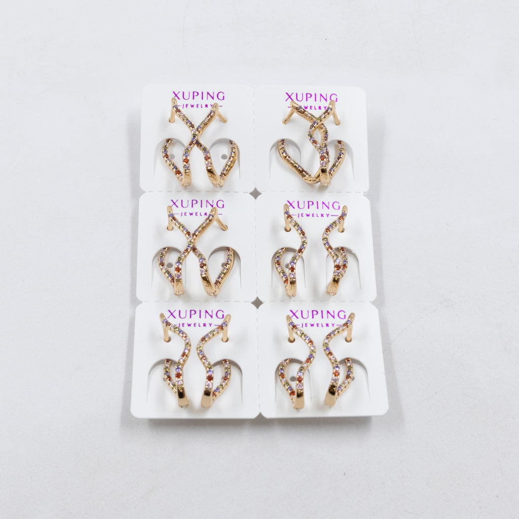Paquete de 6 pares de Aretes Xuping Dorado M11 Oro Laminado