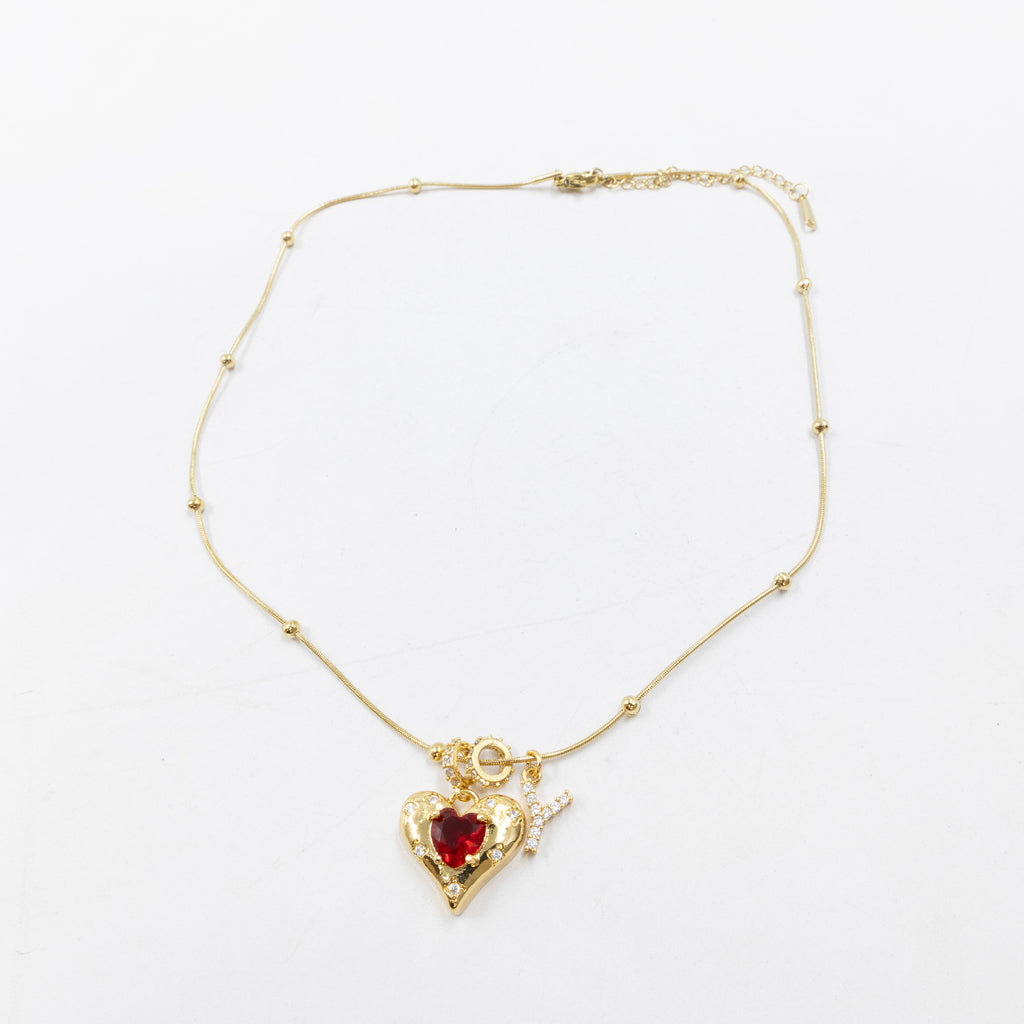 Collares Dorados con dije de Letra y corazón M3 Oro Laminado
