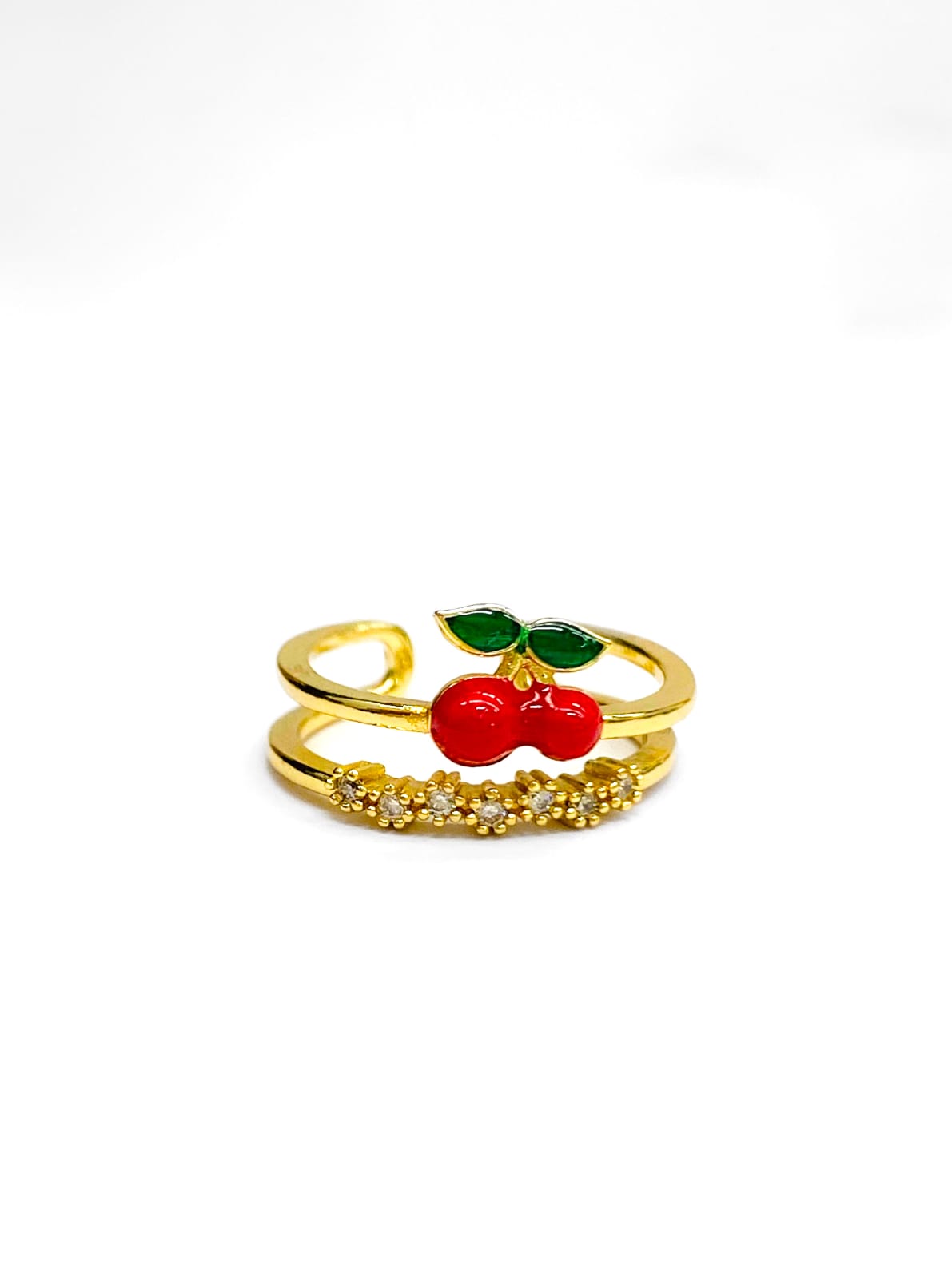 Anillo Cerezas Ajustable M3 Oro Laminado