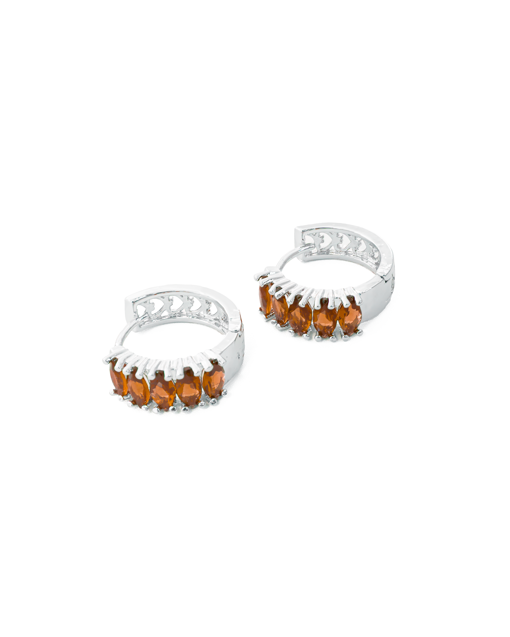 Aretes Plateados Huggies con Piedras Diferentes Colores M13 Oro Laminado