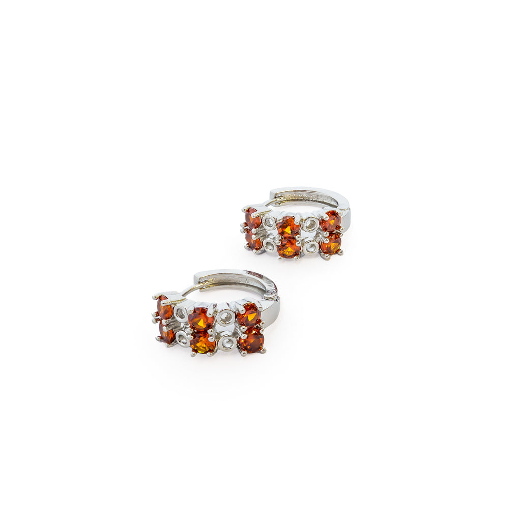 Aretes Plateados Huggies con Piedras Diferentes Colores M14 Oro Laminado