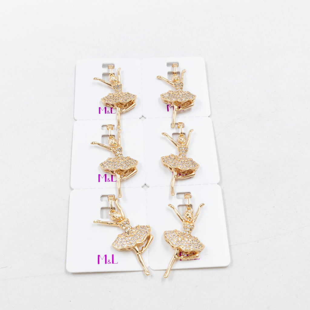 Paquete de 6 dijes con Piedras Oro Rosado  M6 Oro Laminado