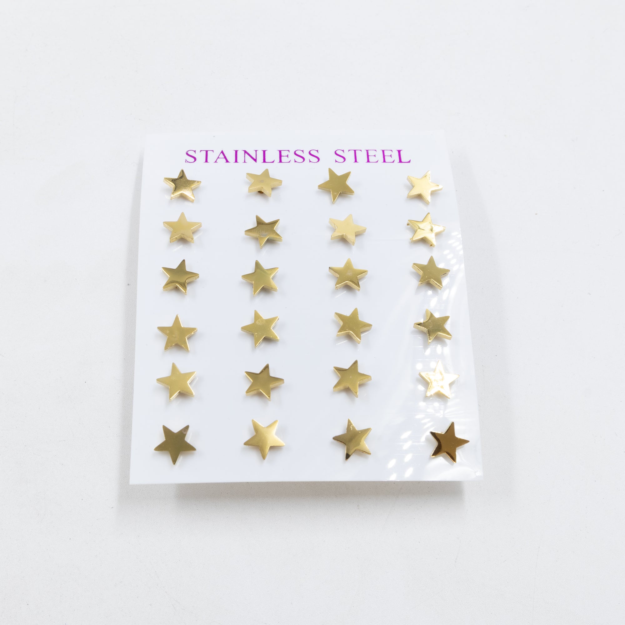 Paquete de 12 Pares de Aretes Dorados M3 Acero Inoxidable