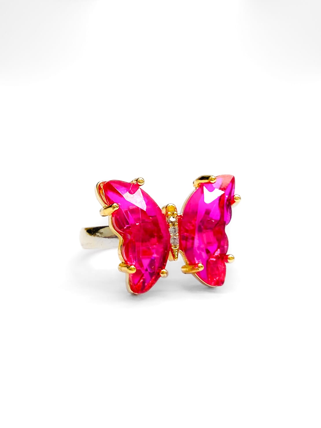 Anillo Mariposa Colores Ajustable M1 Oro Laminado