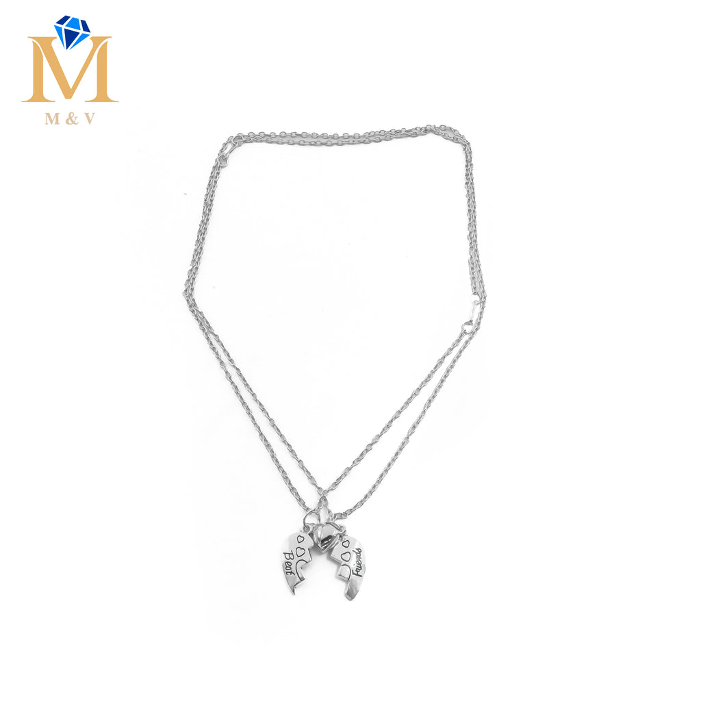Collares de pareja Plateados con dijes de corazón e imán M1 Acero Inoxidable