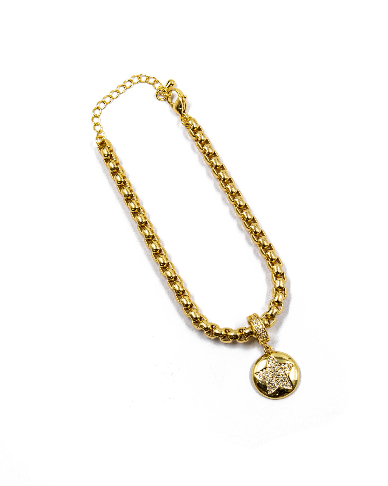 Pulsera de eslabones con dije de corazon Oro Laminado