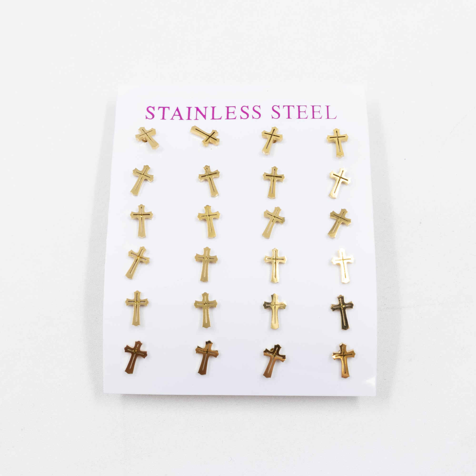 Paquete de 12 Pares de Aretes Dorados M8 Acero Inoxidable