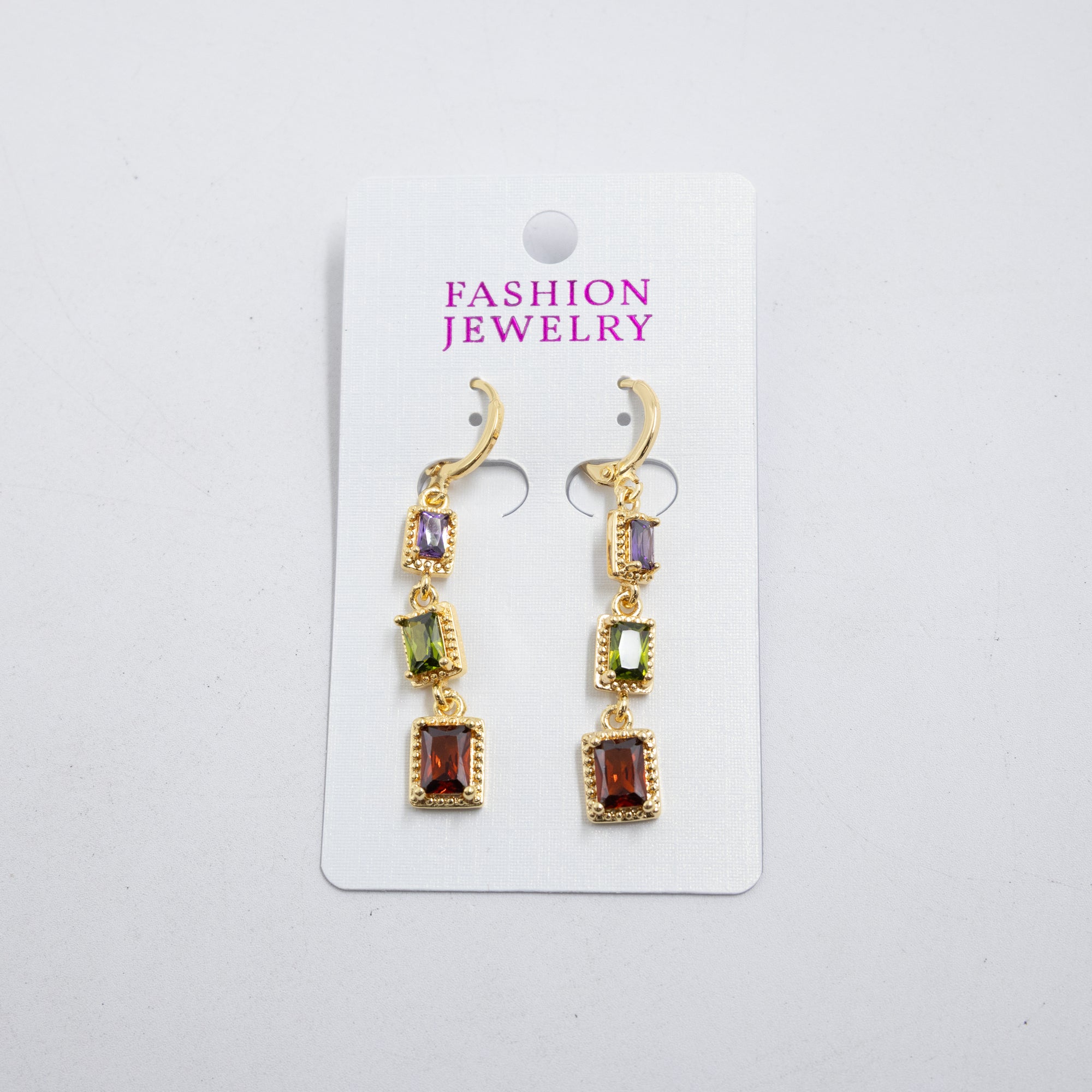 Aretes Largos Dorados con piedras M4 Oro Laminado