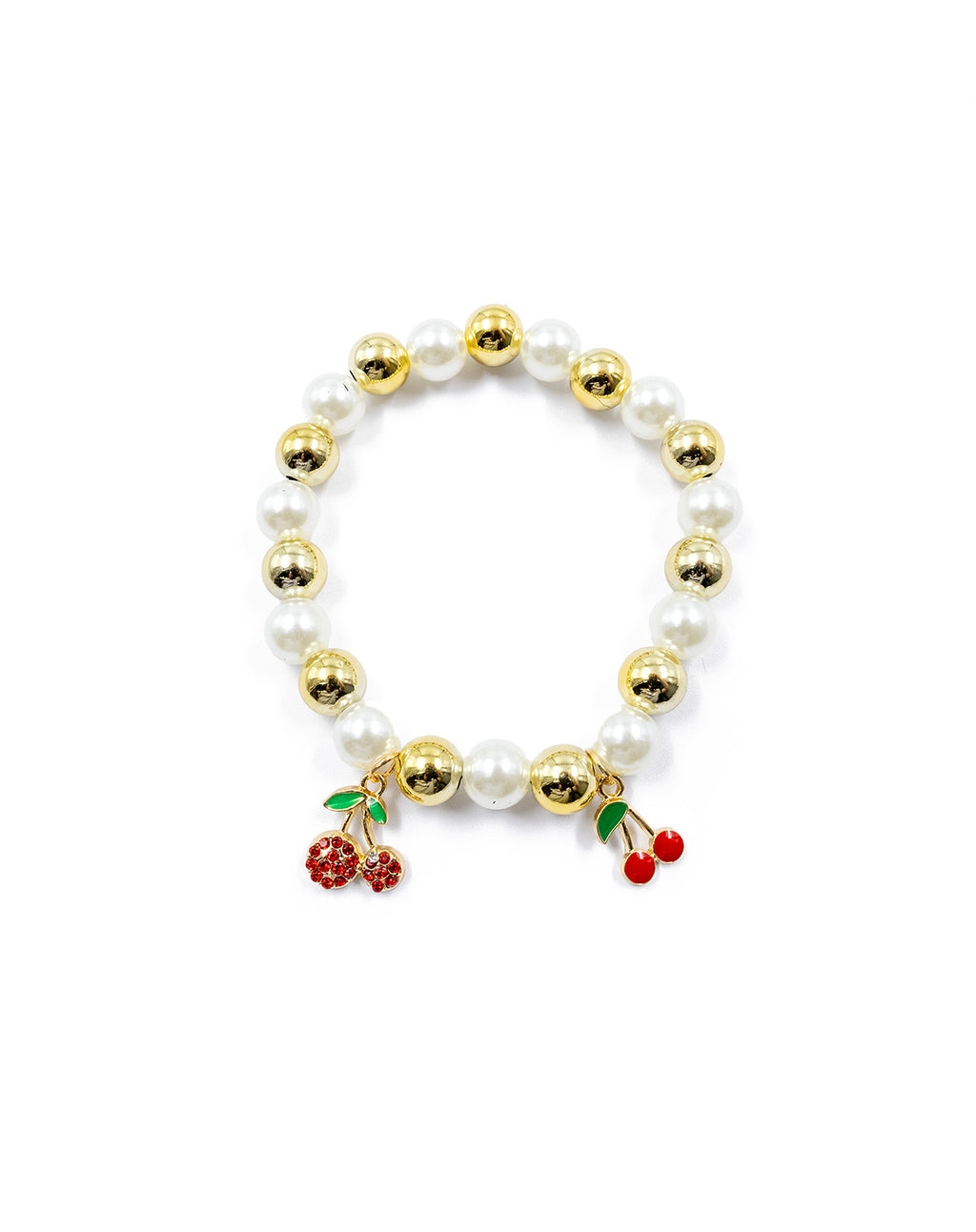 PULSERA DE PERLAS CON DIJE DE FRUTAS - M3 ORO LAMINADO