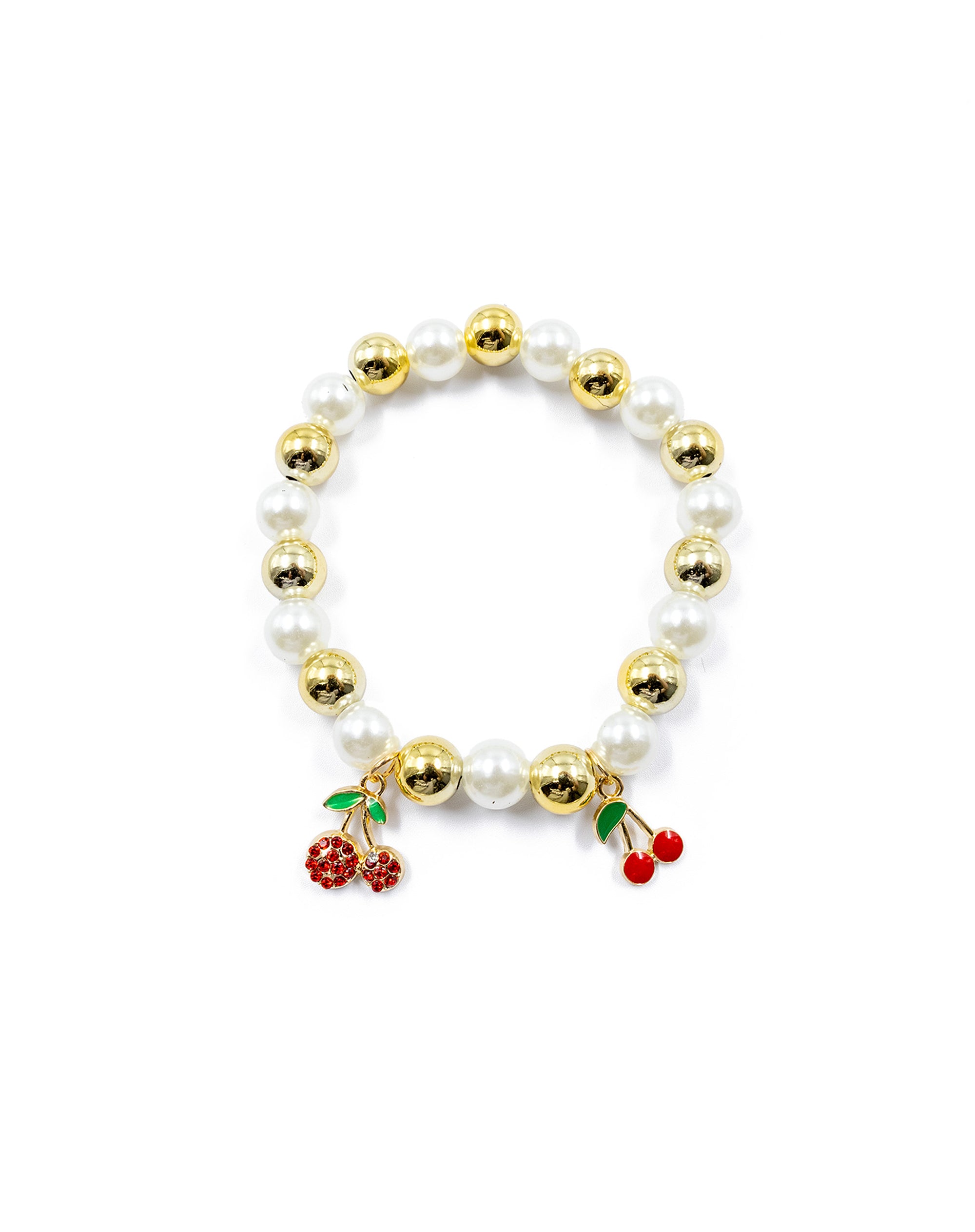 PULSERA DE PERLAS CON DIJE DE FRUTAS - M3 ORO LAMINADO