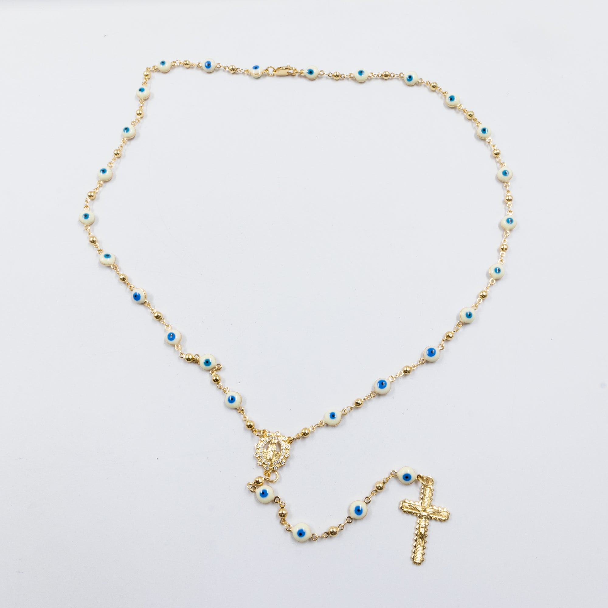 Rosario Dorado de Ojo Turco M1 Oro Laminado